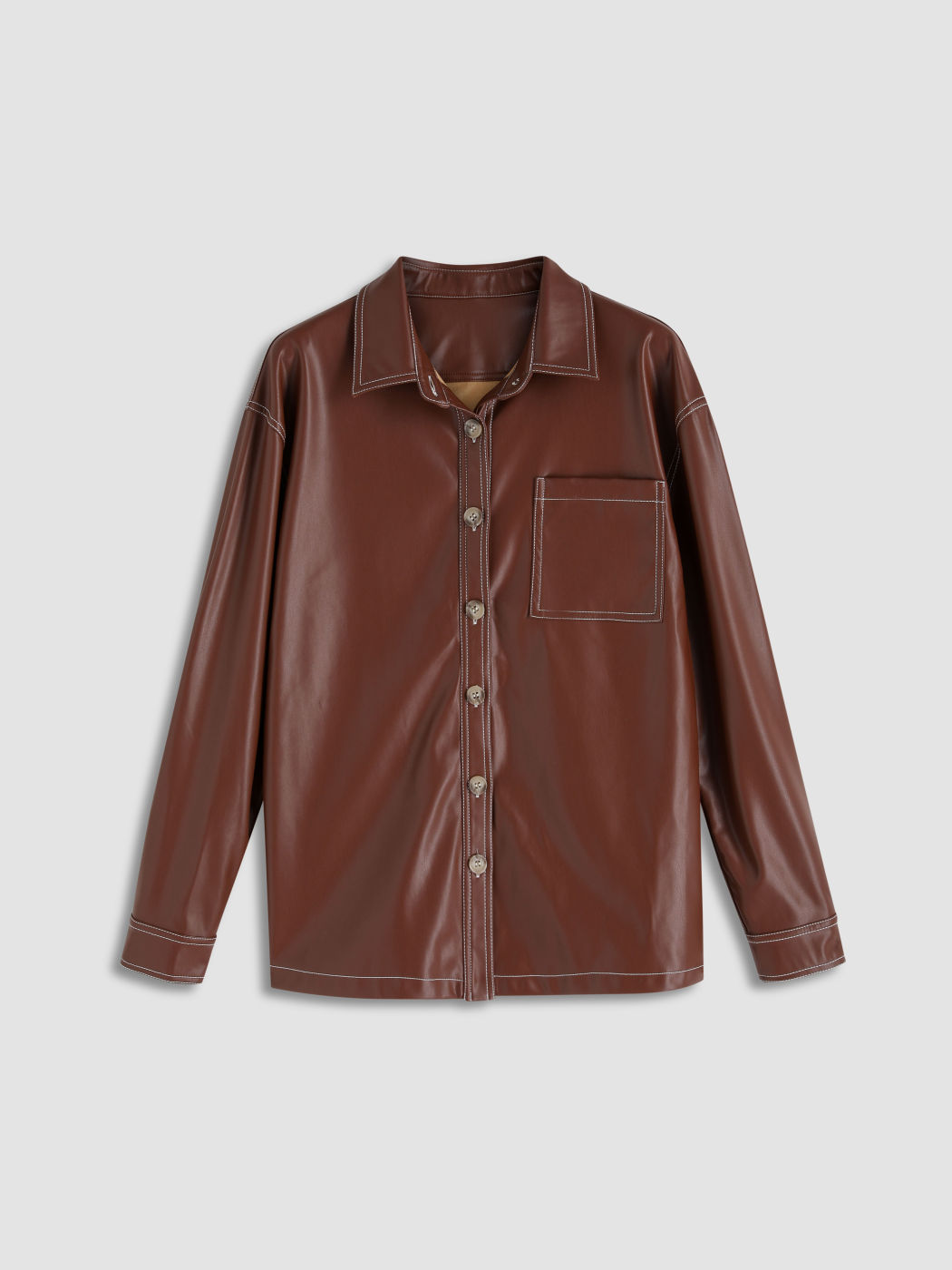 Braune Hemdjacke aus Kunstleder