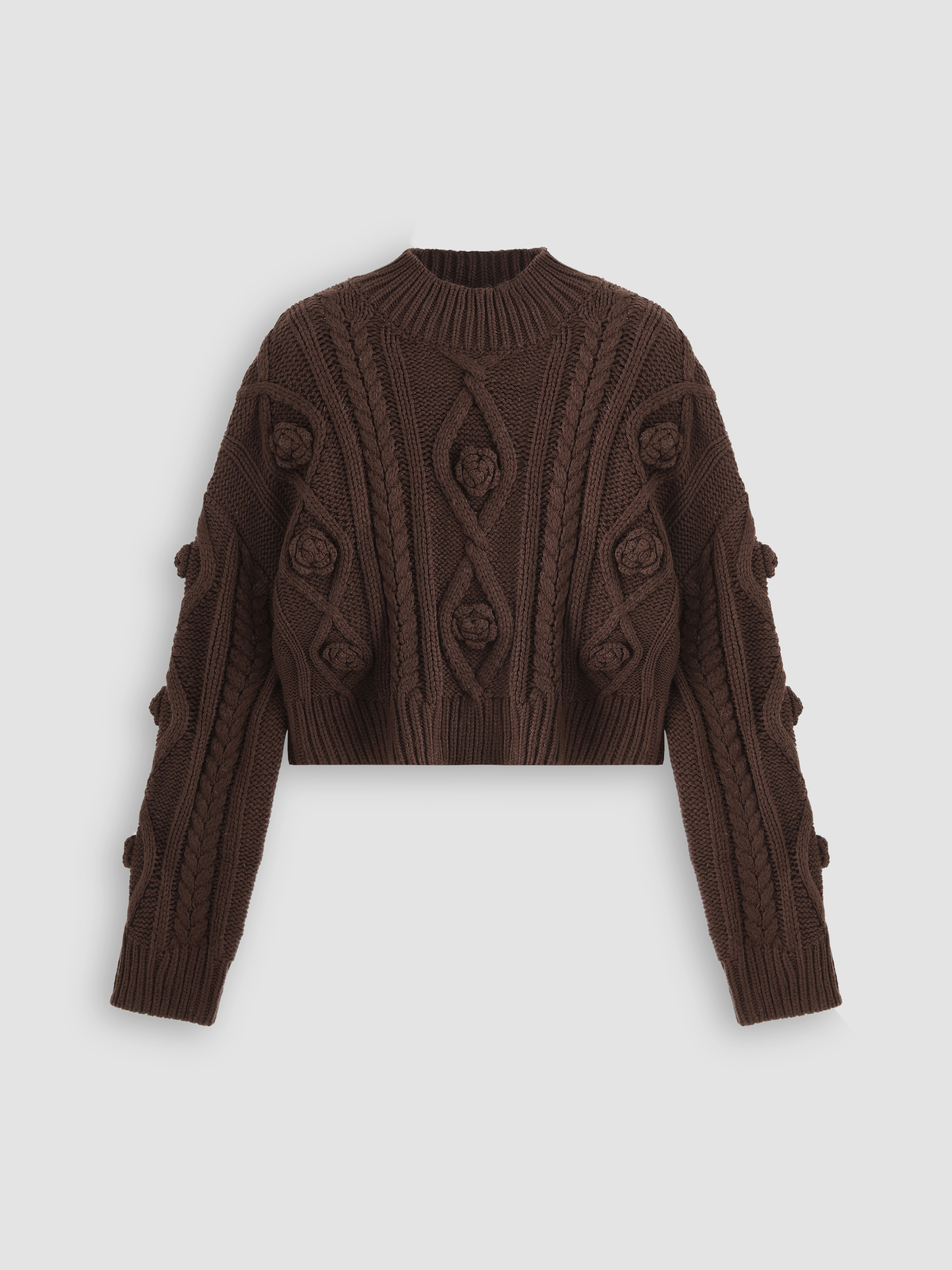 Wool blend Rose Knit Sweater Cider