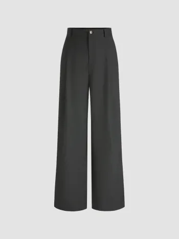 Solid Straight Leg Trousers