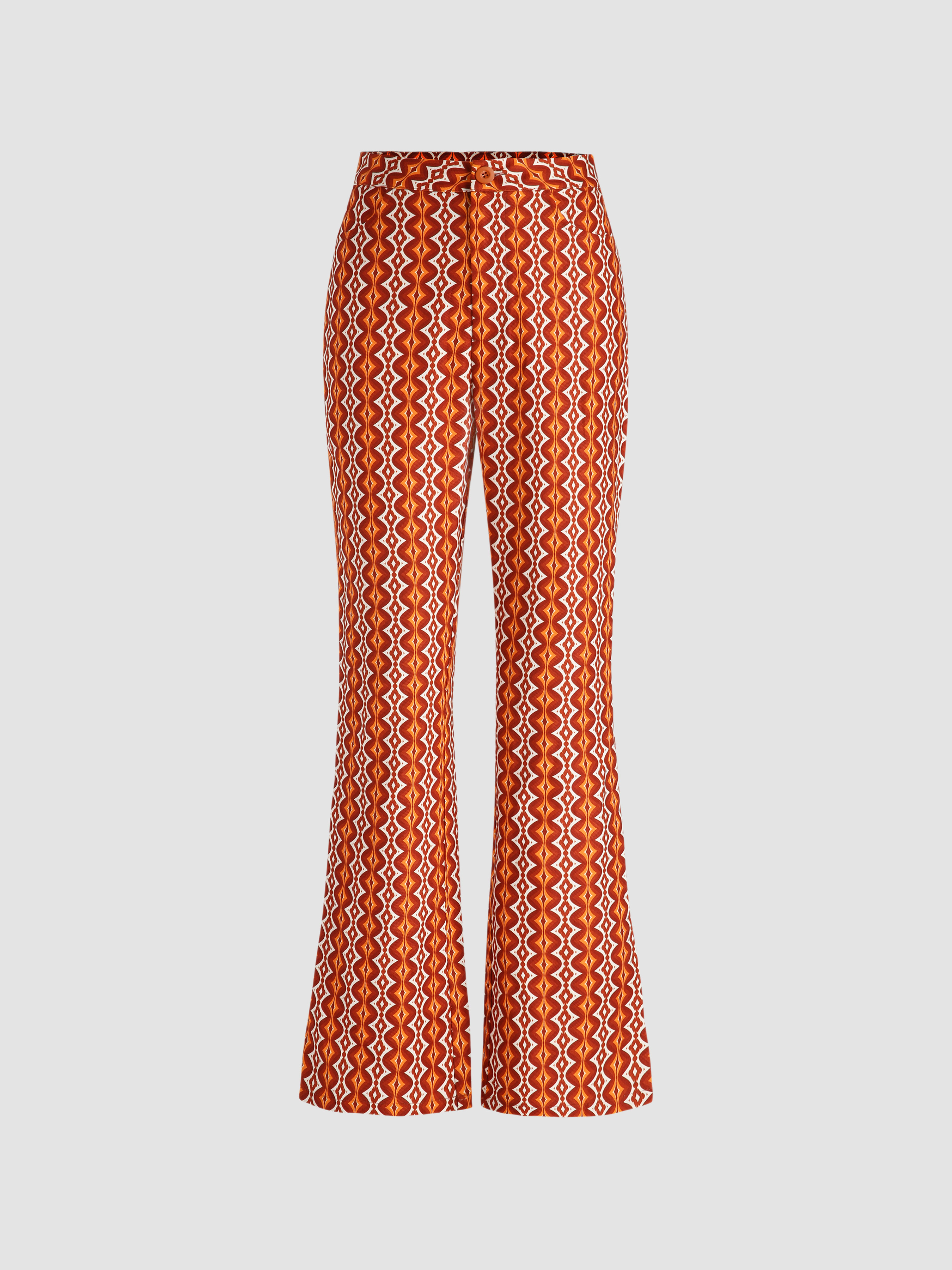 Geometric Design Wide Leg Trousers - Cider