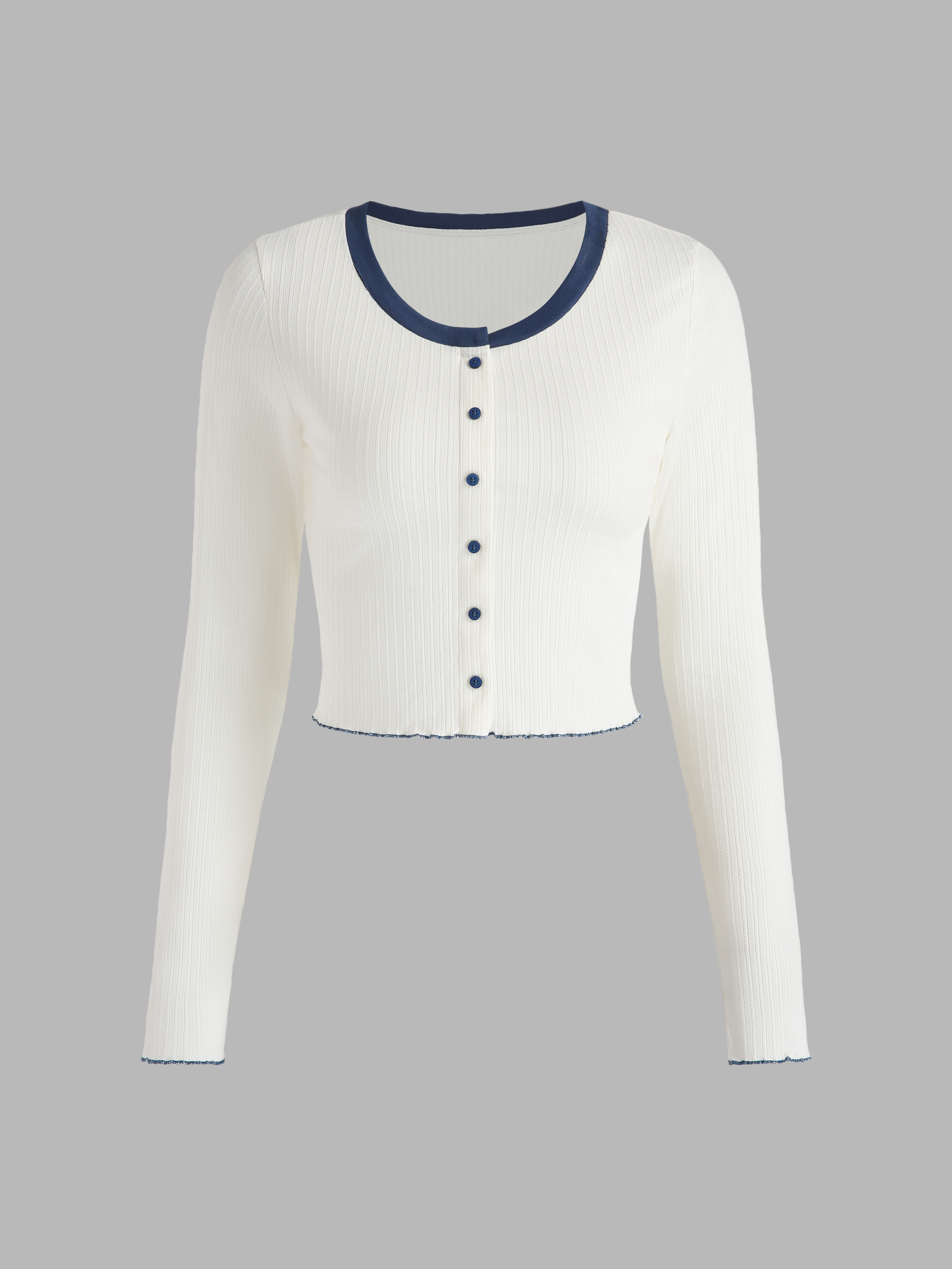 IREP Stealth Wealth Brenda Contrast Trim Button Up Dropped Shoulder Cardigan