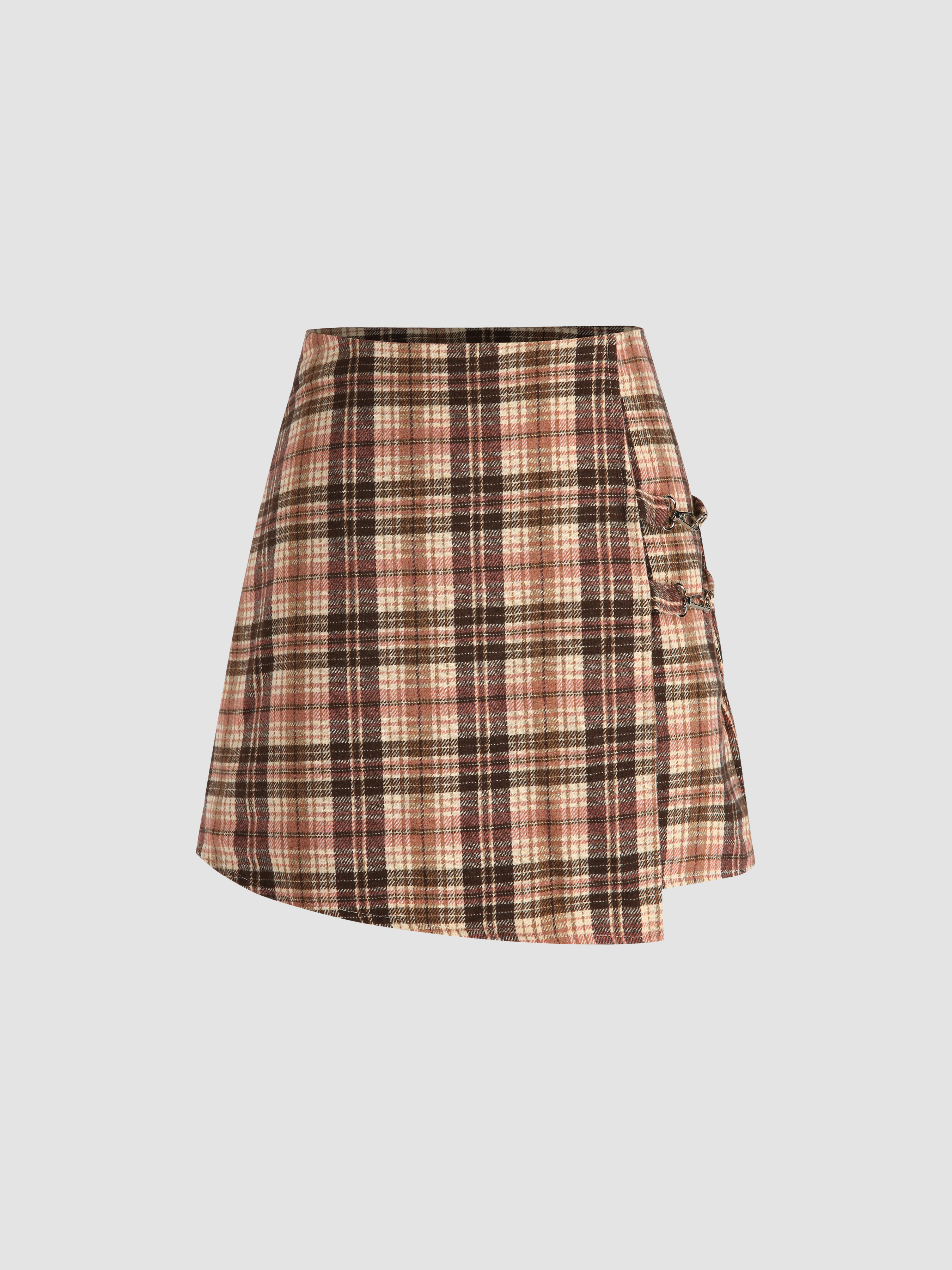 Plaid Pattern Mini Skirt Cider