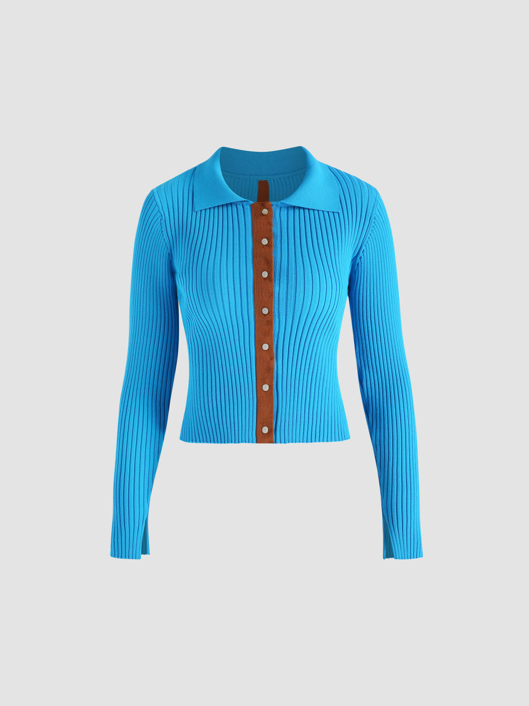Light Blue Contrast Color Cardigan