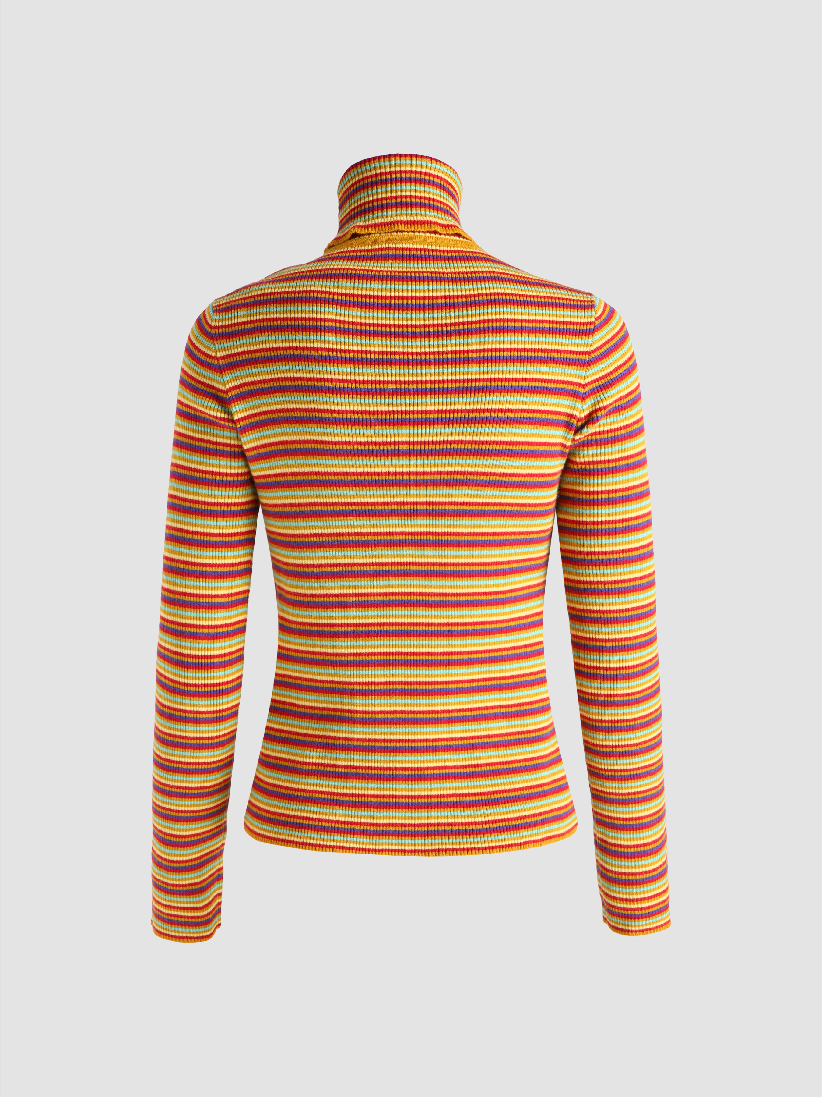 【INCHANT ME】Stripe Warmer Turtleneck T-Shirt Lars Amadeus Striped Turtleneck T-Shirt for Men's Contrast