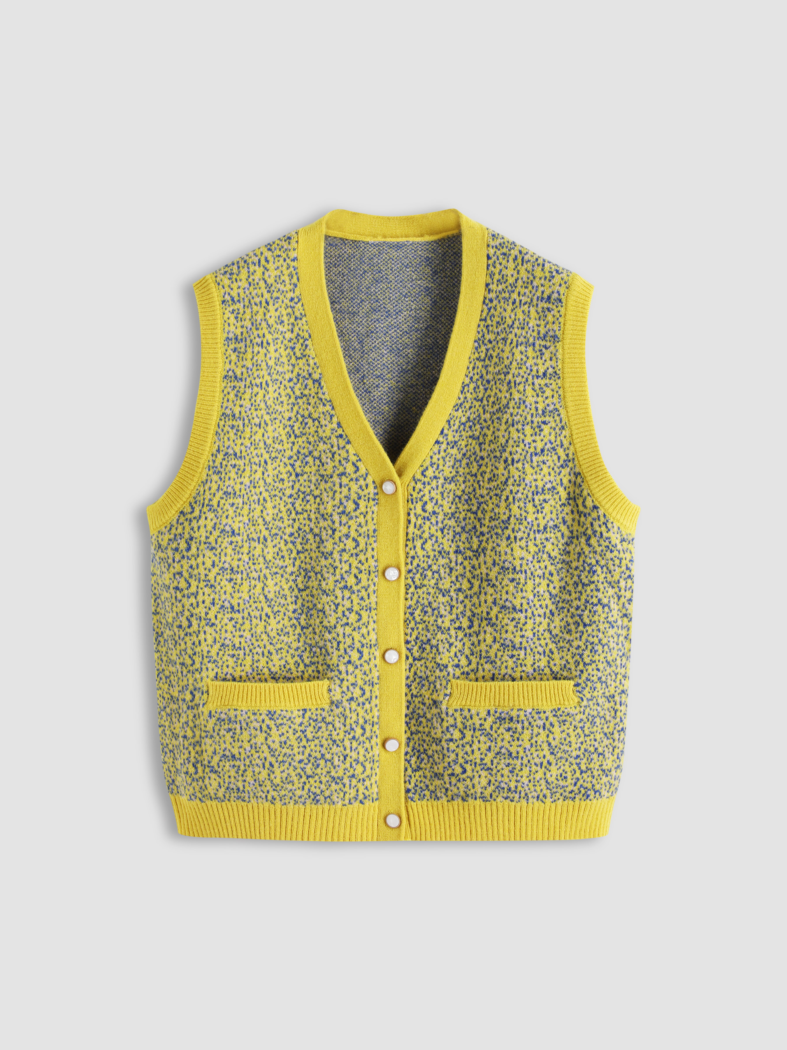 Yellow Pearl Detail Knit Vest Cider
