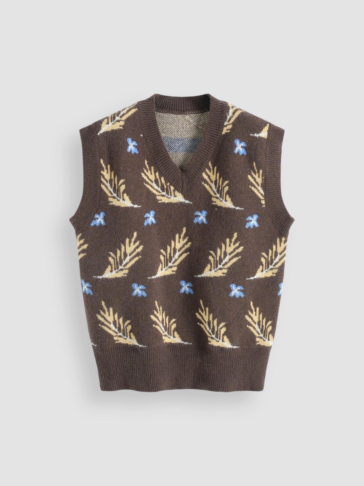 Herbstblatt-Strickweste