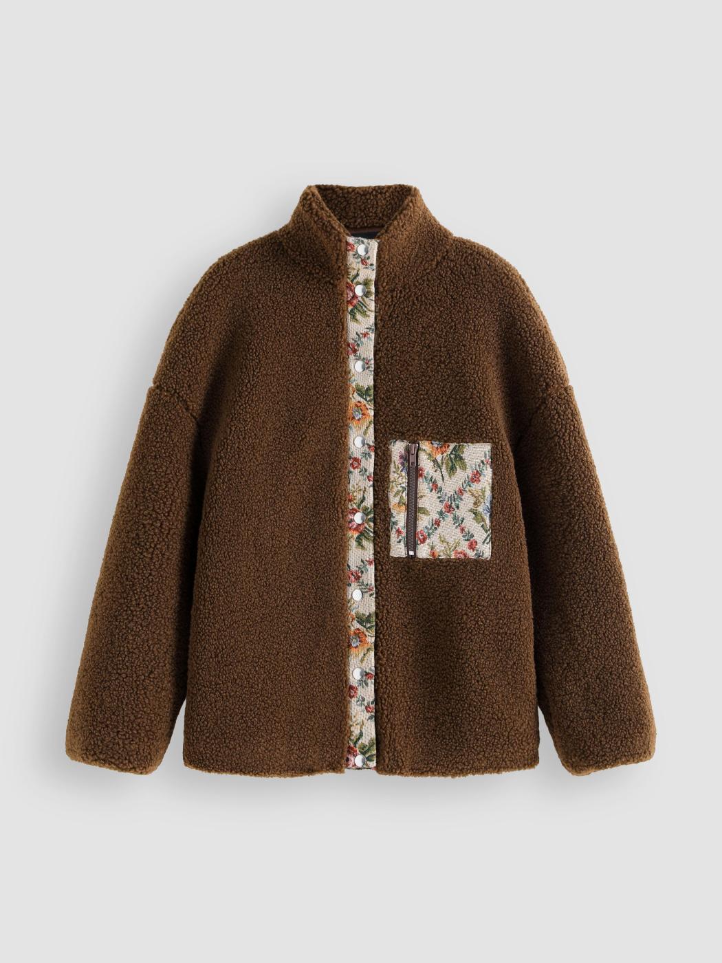  Blumen Durchblick Weiche Teddy-Jacke