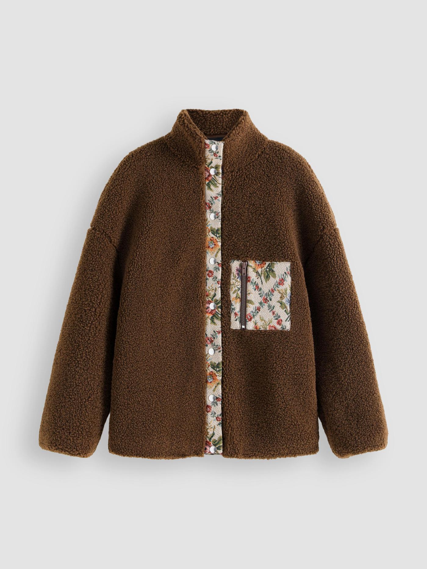  Blumen Durchblick Weiche Teddy-Jacke