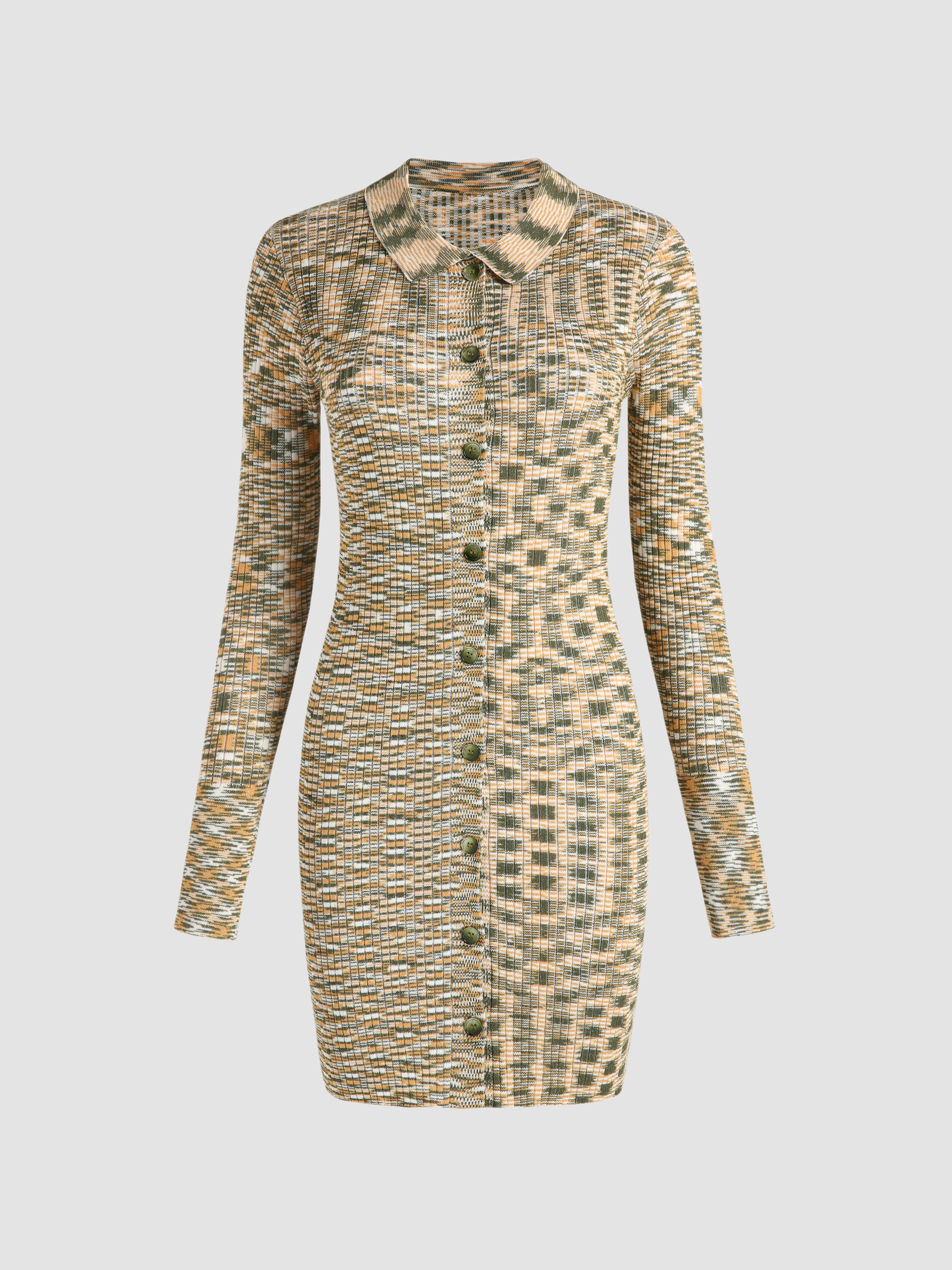 Button Up RibKnit Dress Cider