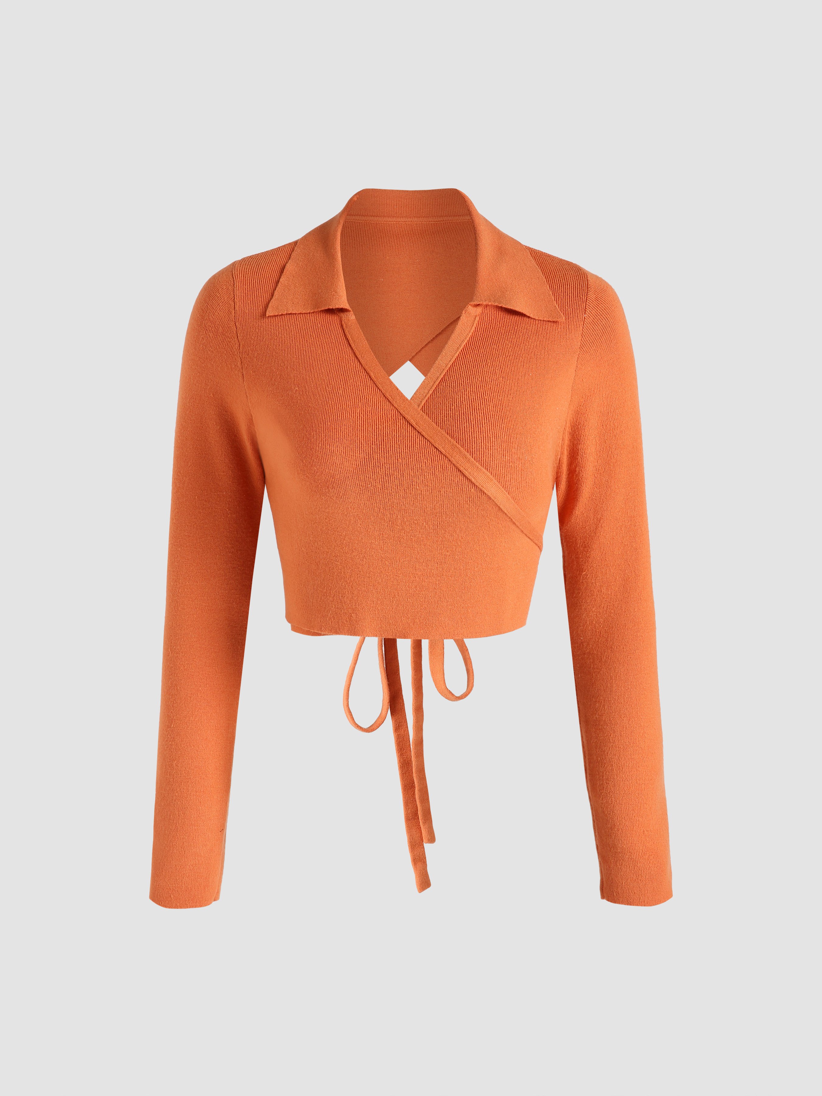Tie Detail U-Neck Wool Knit Top main image 1