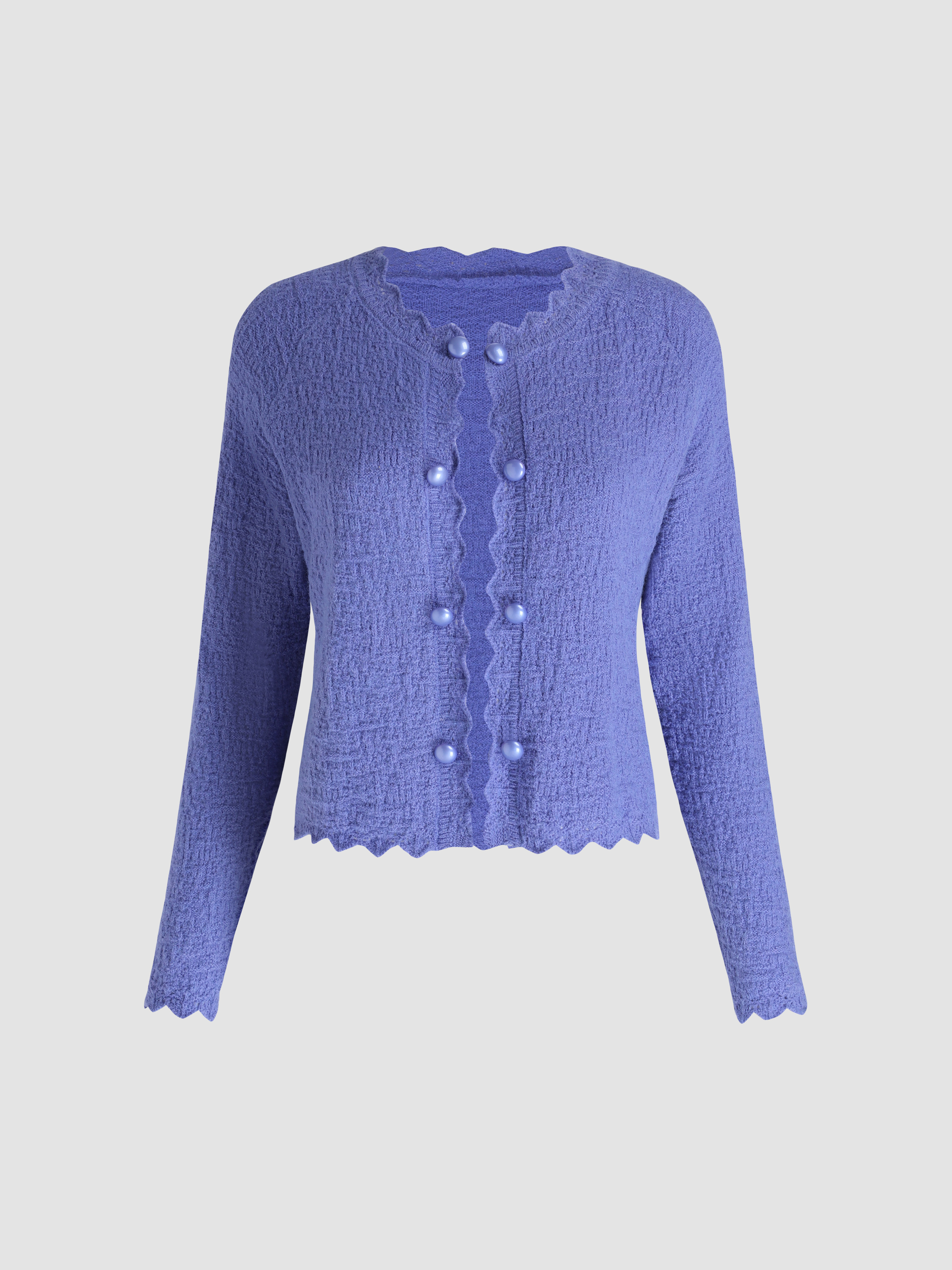 Knit Fabric Wave Trim Texture Knit Cardigan For Coffee Shop Daily ...