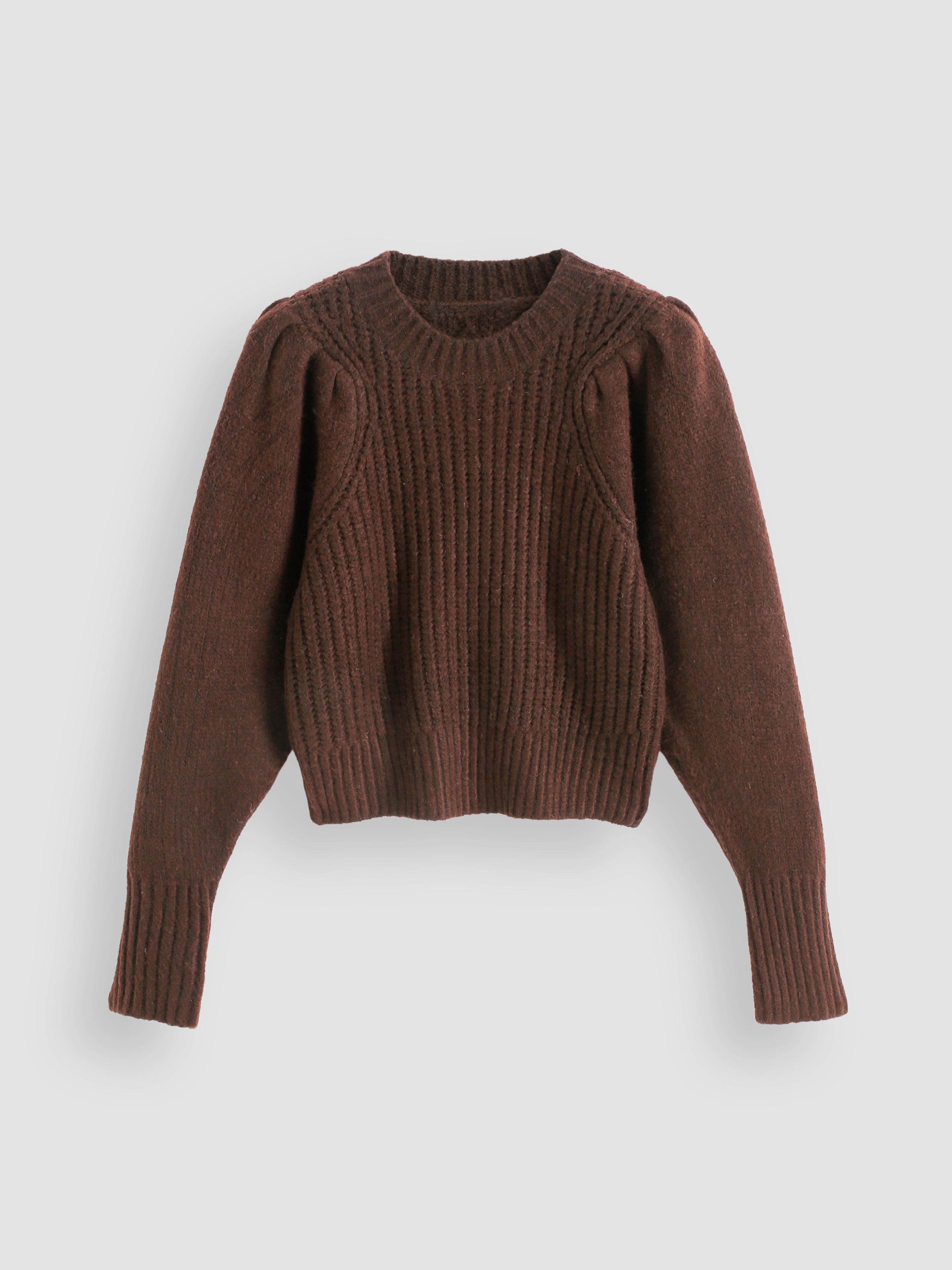 Striped Knit Crop Sweater Cider