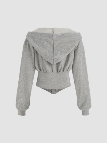 Solid Hooded Corset Hoodie - Cider