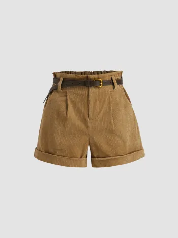 Kamel Cord Mini Shorts