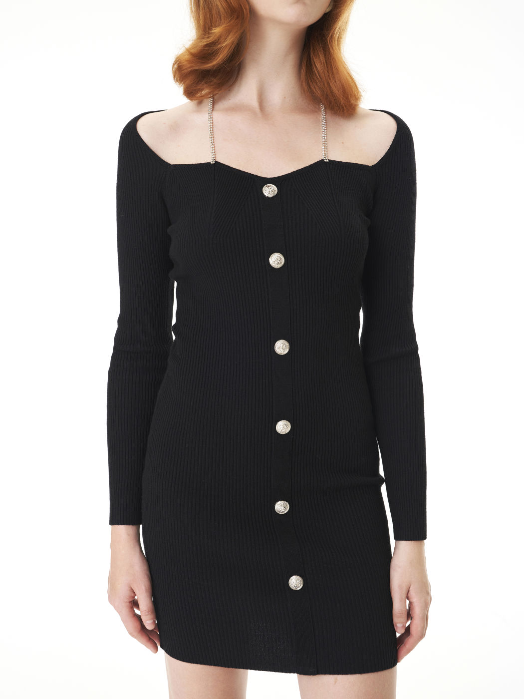 Schwarzes Strick-Minikleid