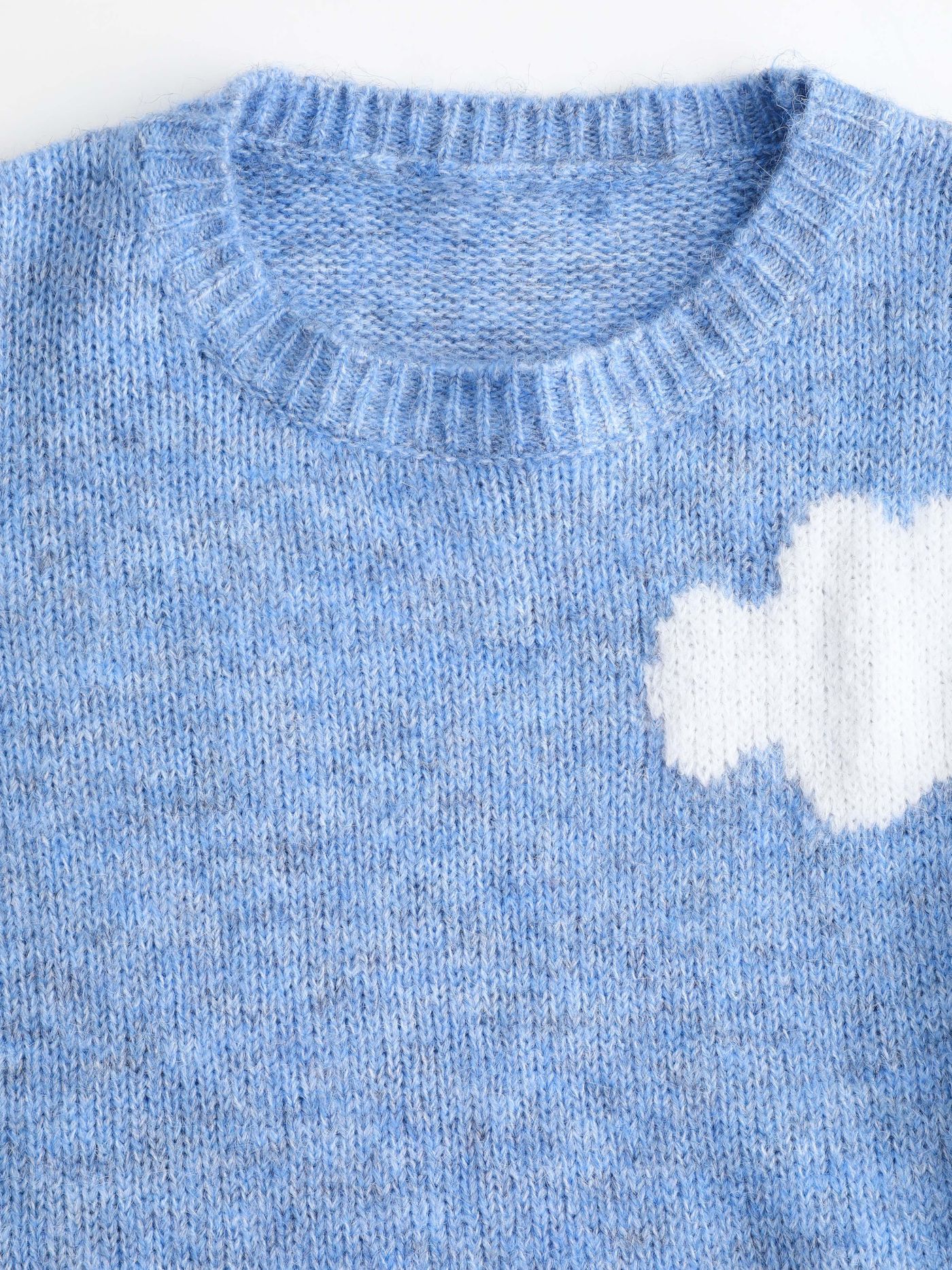 Wool-blend Blue Sky&White Clouds Sweater