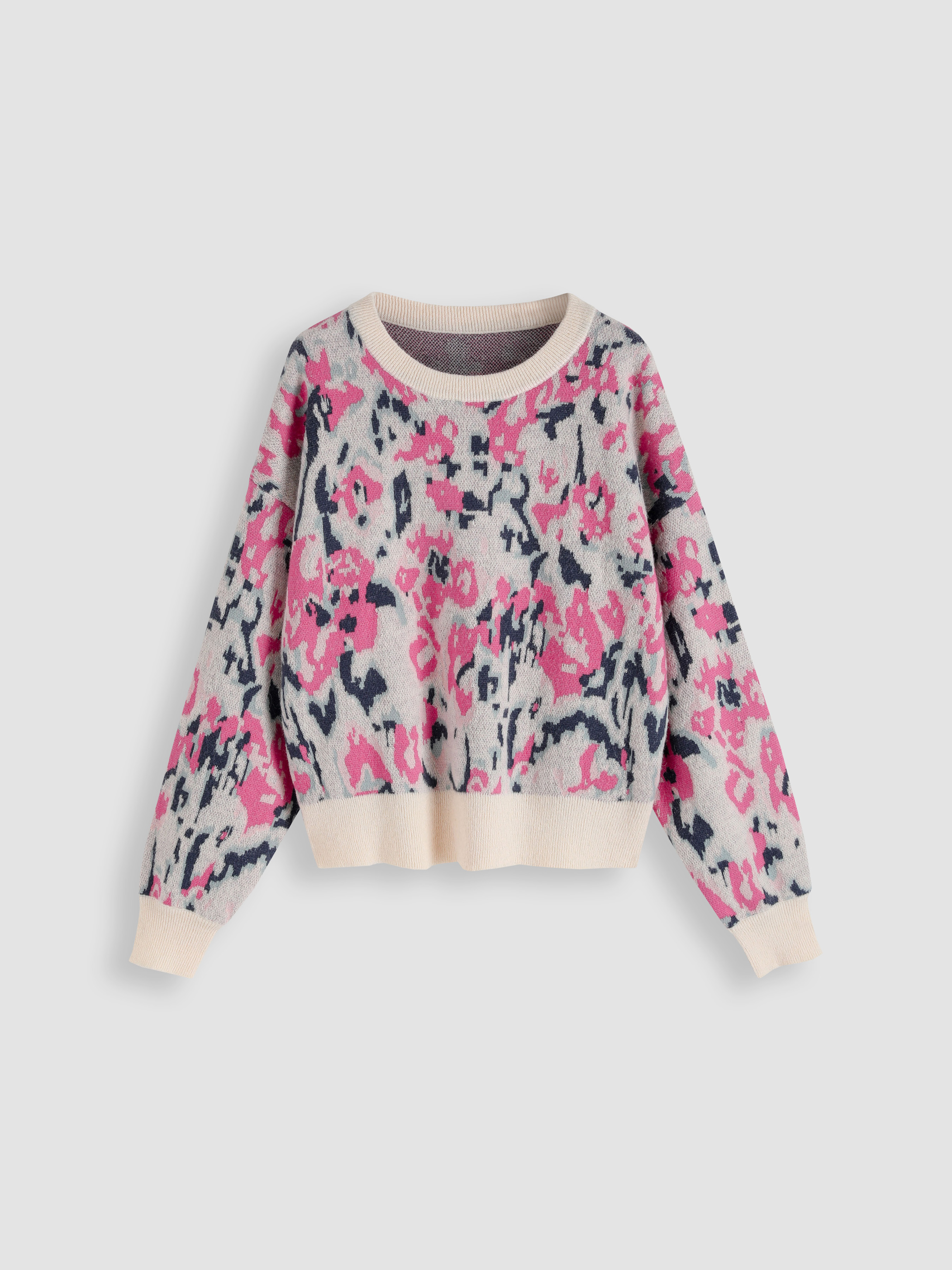 Wool-blend Pink All Over Print Sweater - Cider