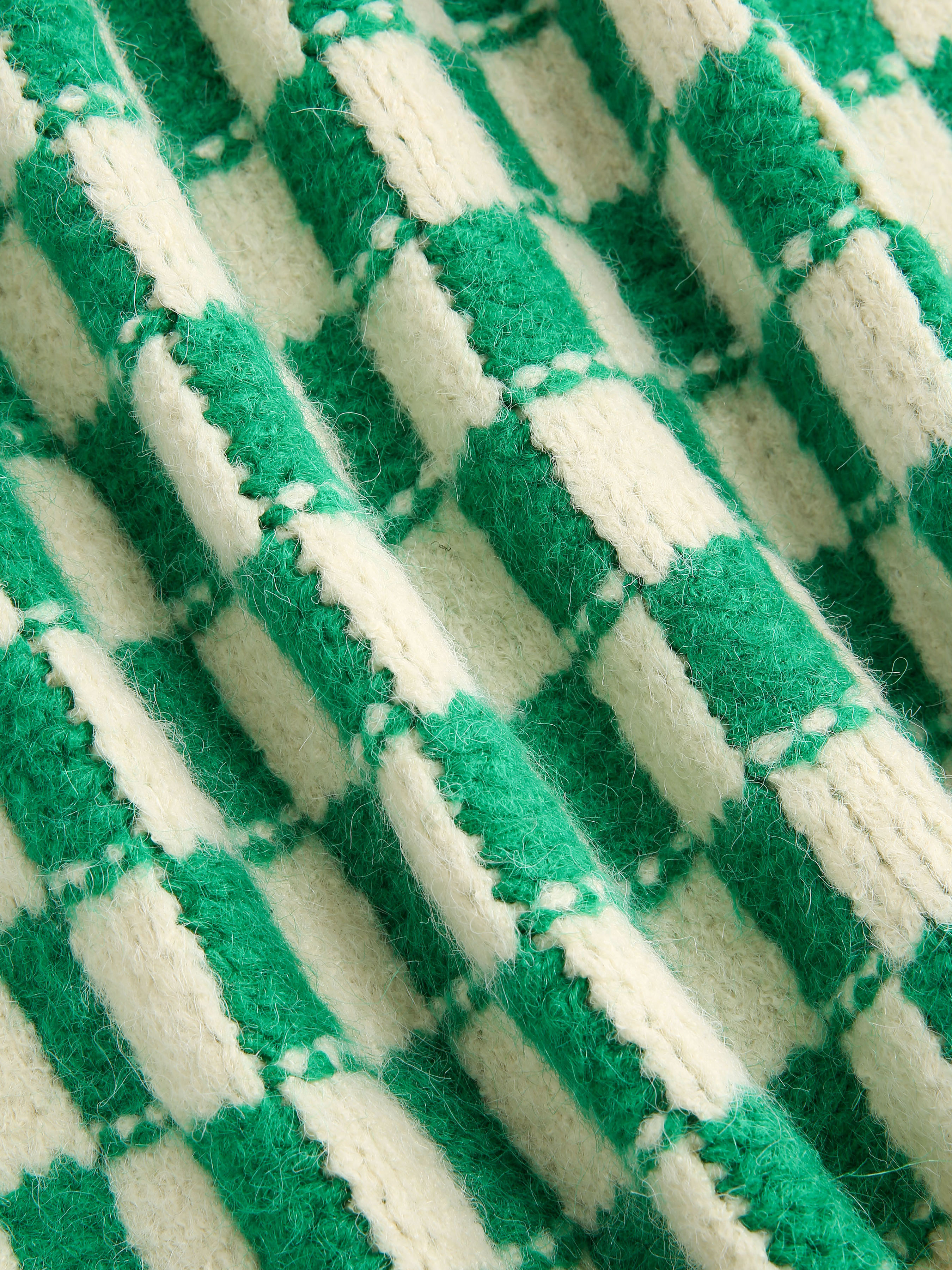 Green Check Pattern Knit Vest - Cider