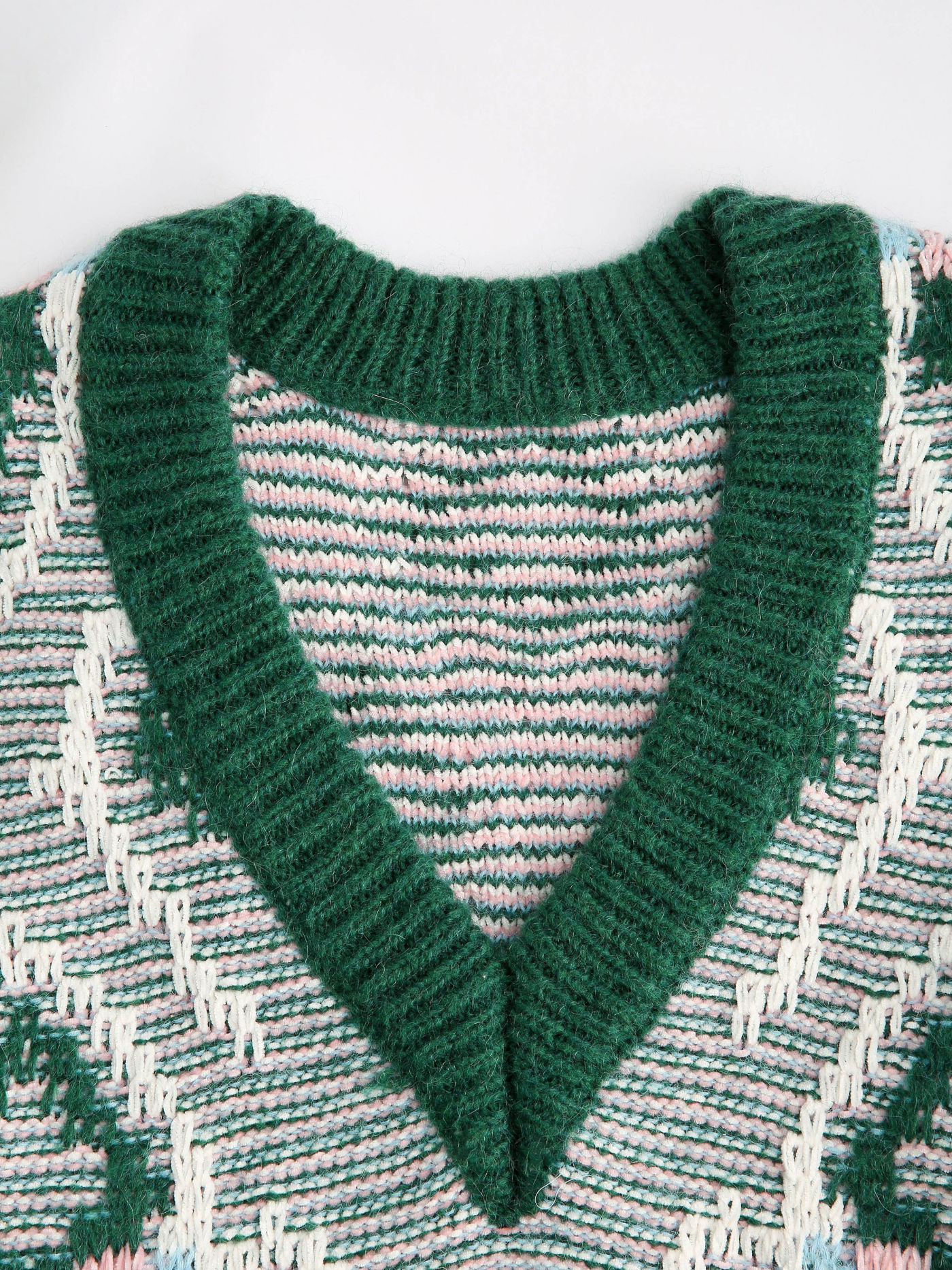 Green Argyle Print Knit Vest