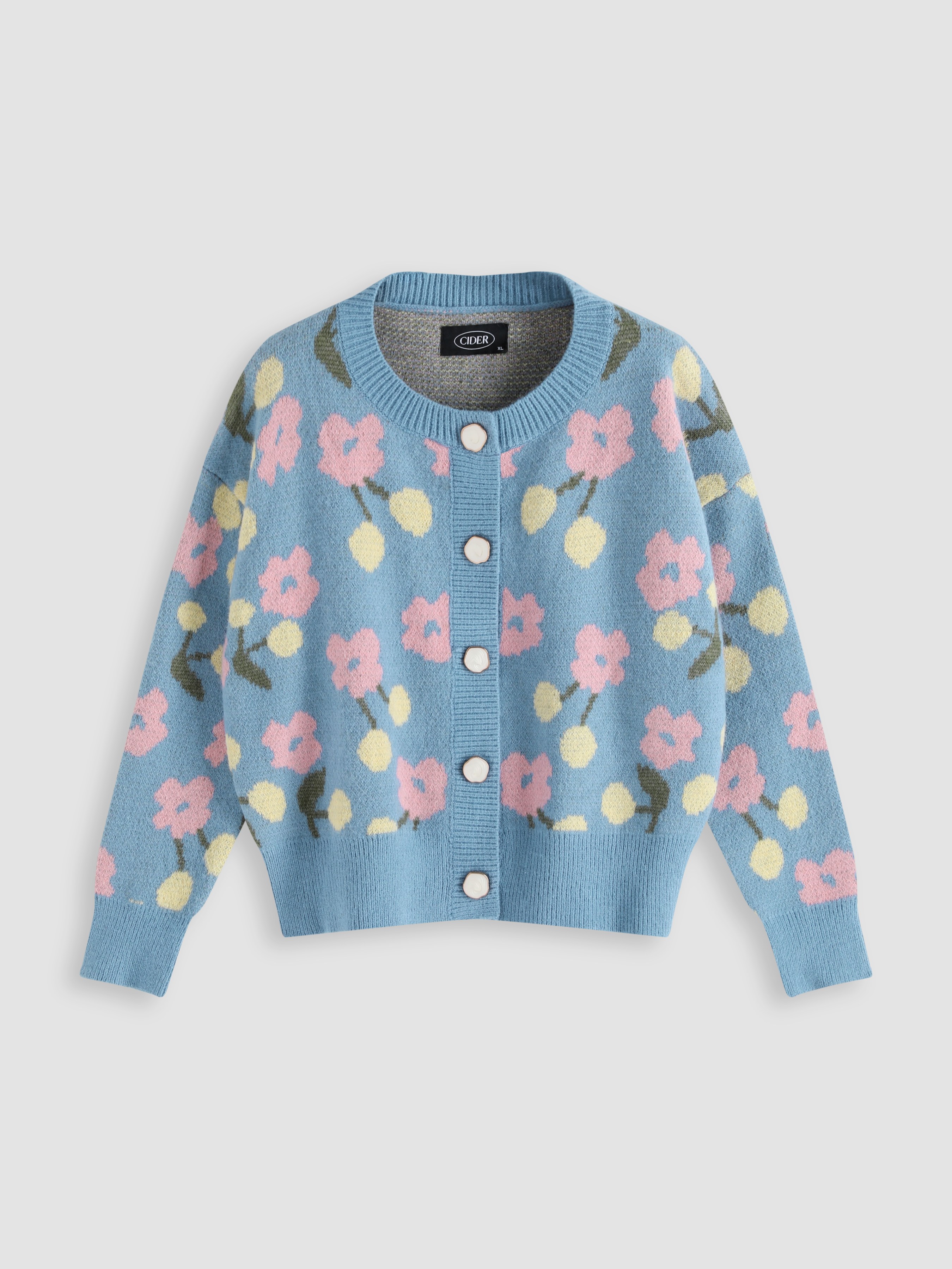 Blue Floral Print Cardigan - Cider