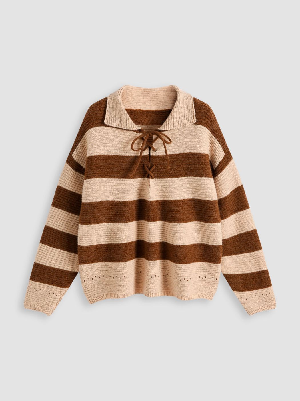 Gestreifter Pullover mit Knoten vorne