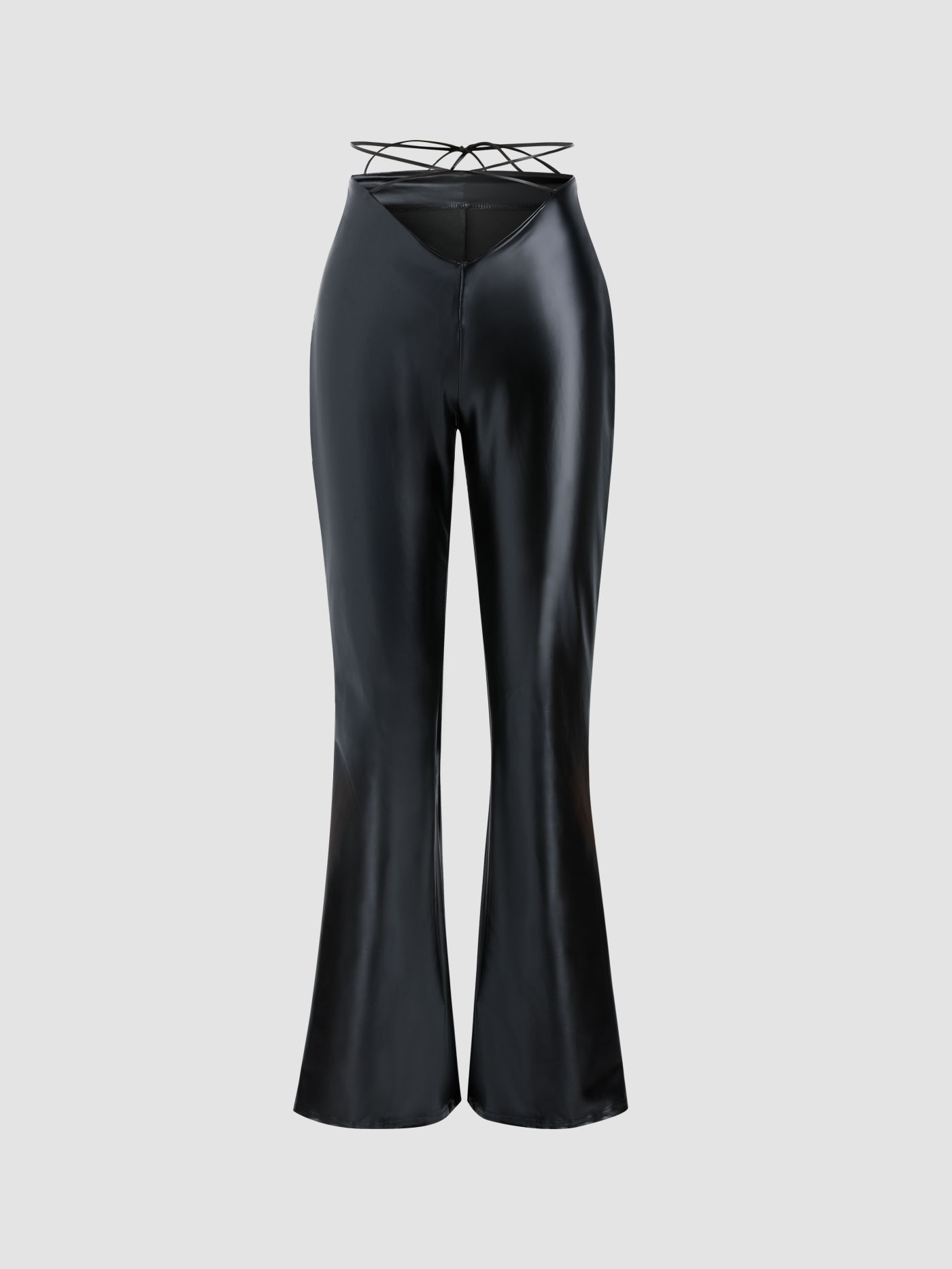 Solid Faux Leather Flares