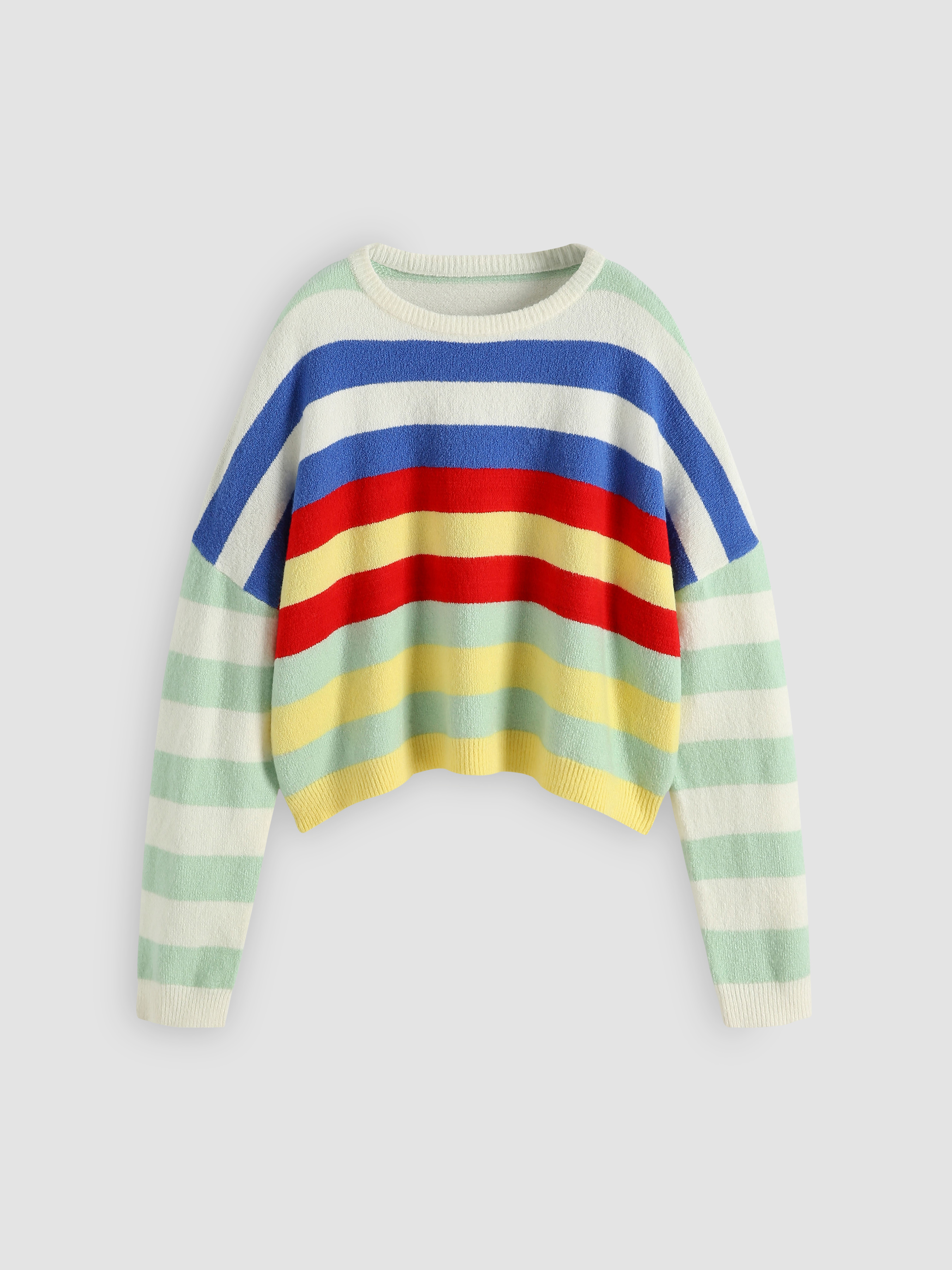 Wool-blend Striped Patchy Sweater - Cider