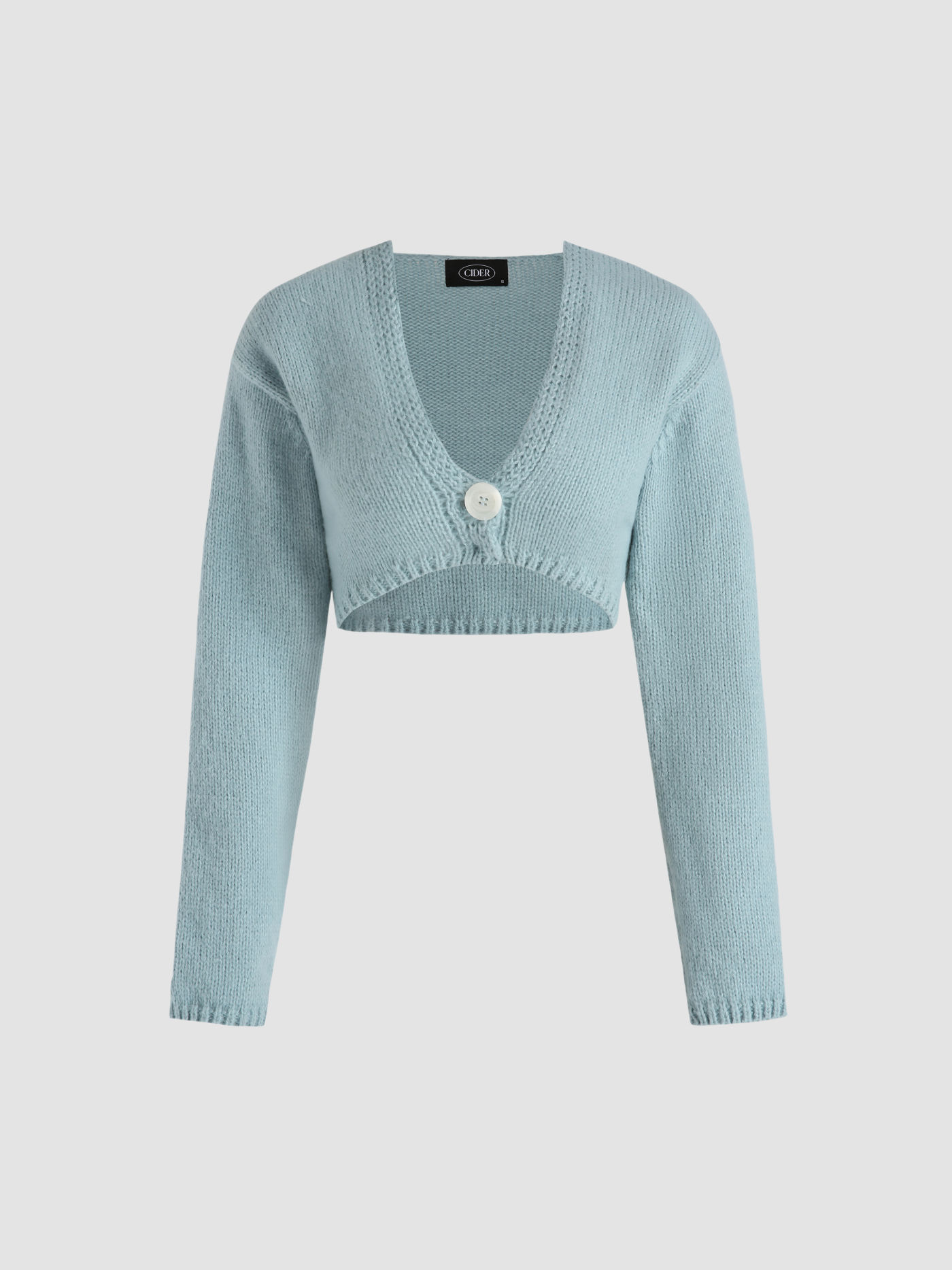 Himmelblaues Crop-Top aus Strick