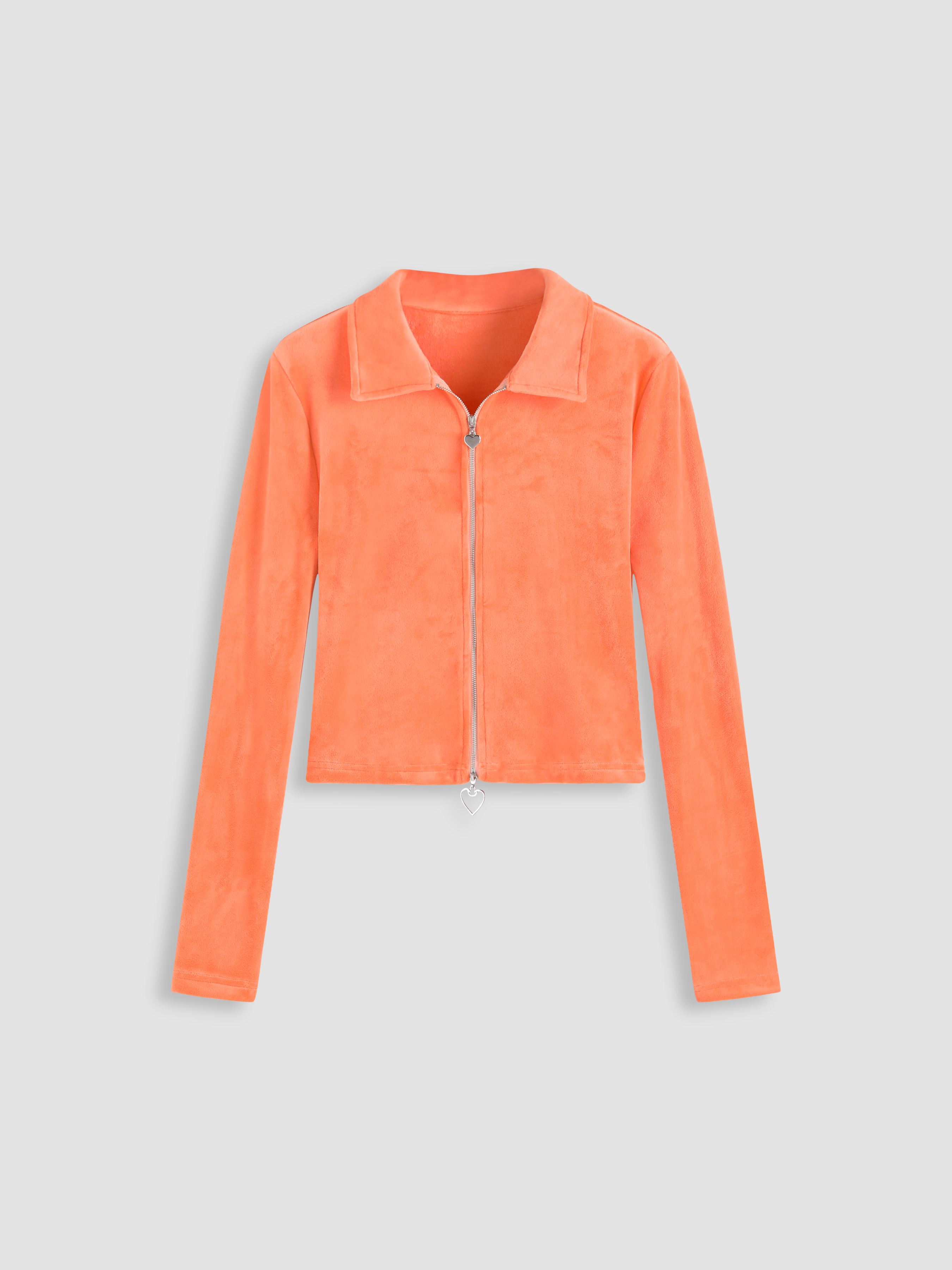 Cozy Orange Zipper Jacket Cider