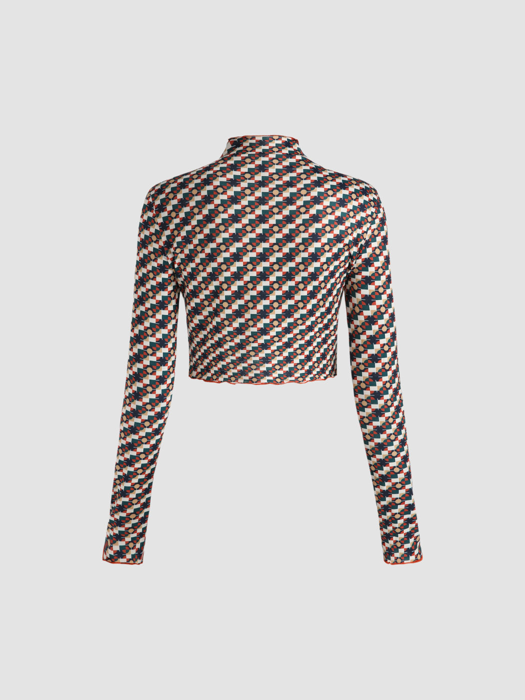 Allover Print Turtleneck Crop Top