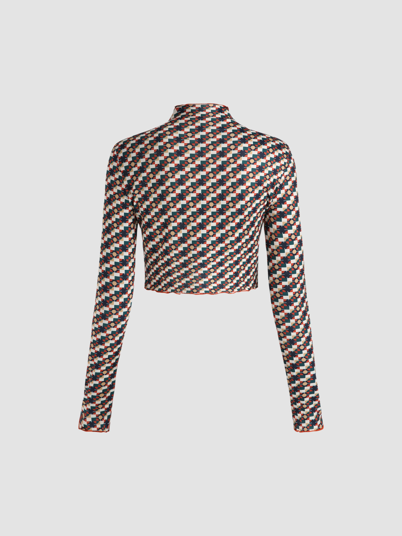 Rundhals-Crop-Top mit Allover-Print