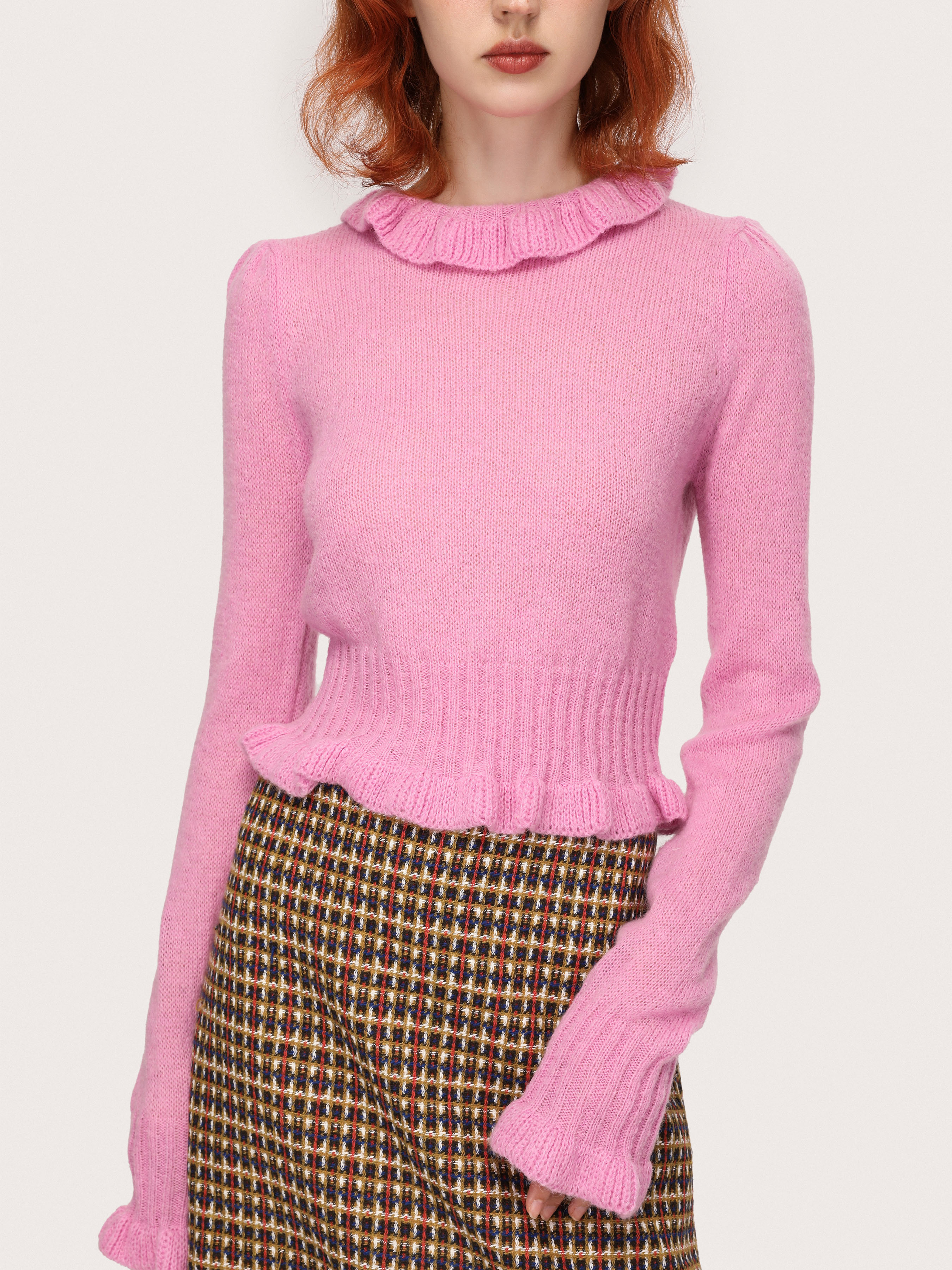 Woolblend Prim and Proper Pink Knitted Sweater Cider