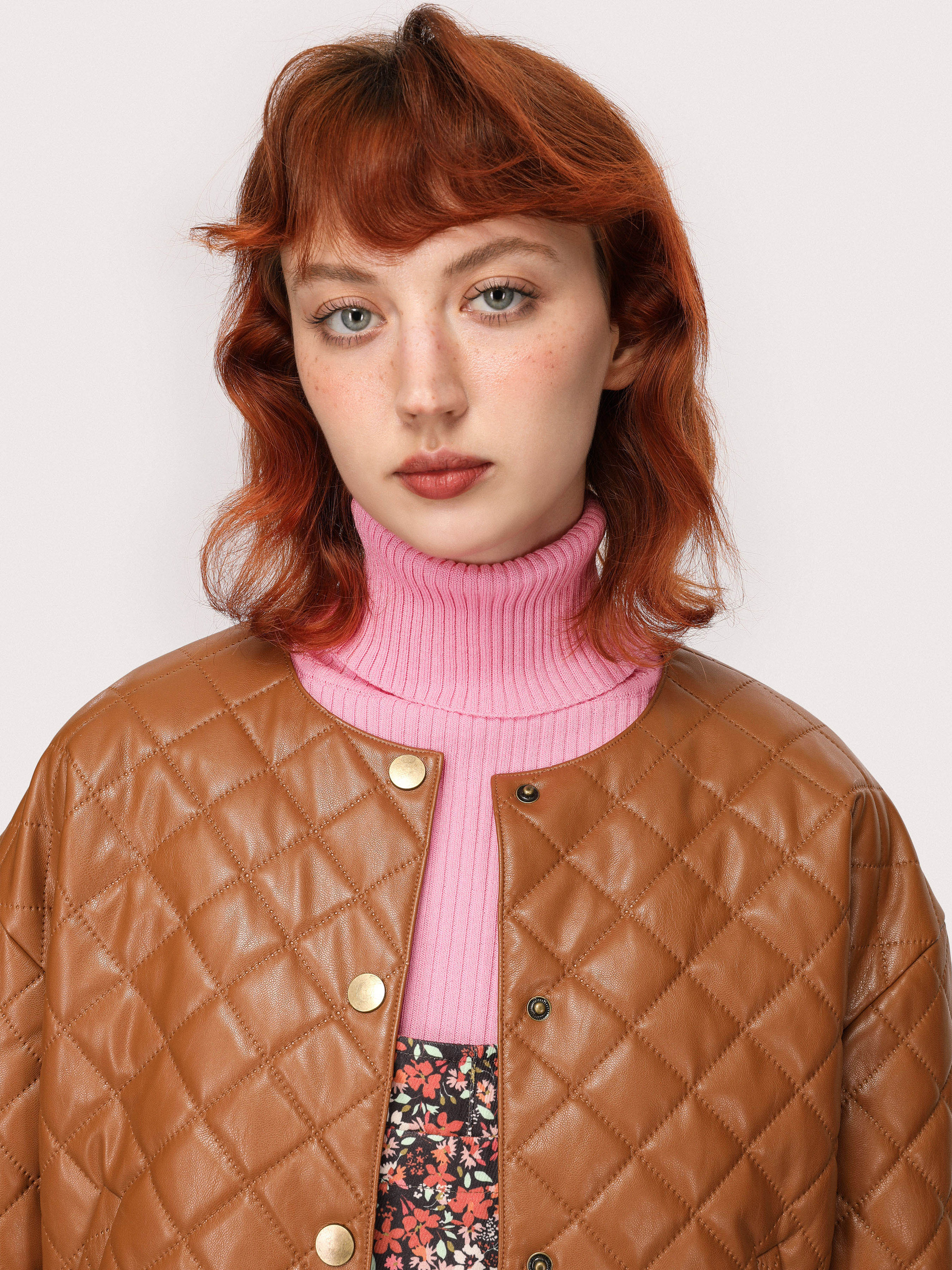 Road Trip Chic Quilted Faux Leather Jacket - Cider