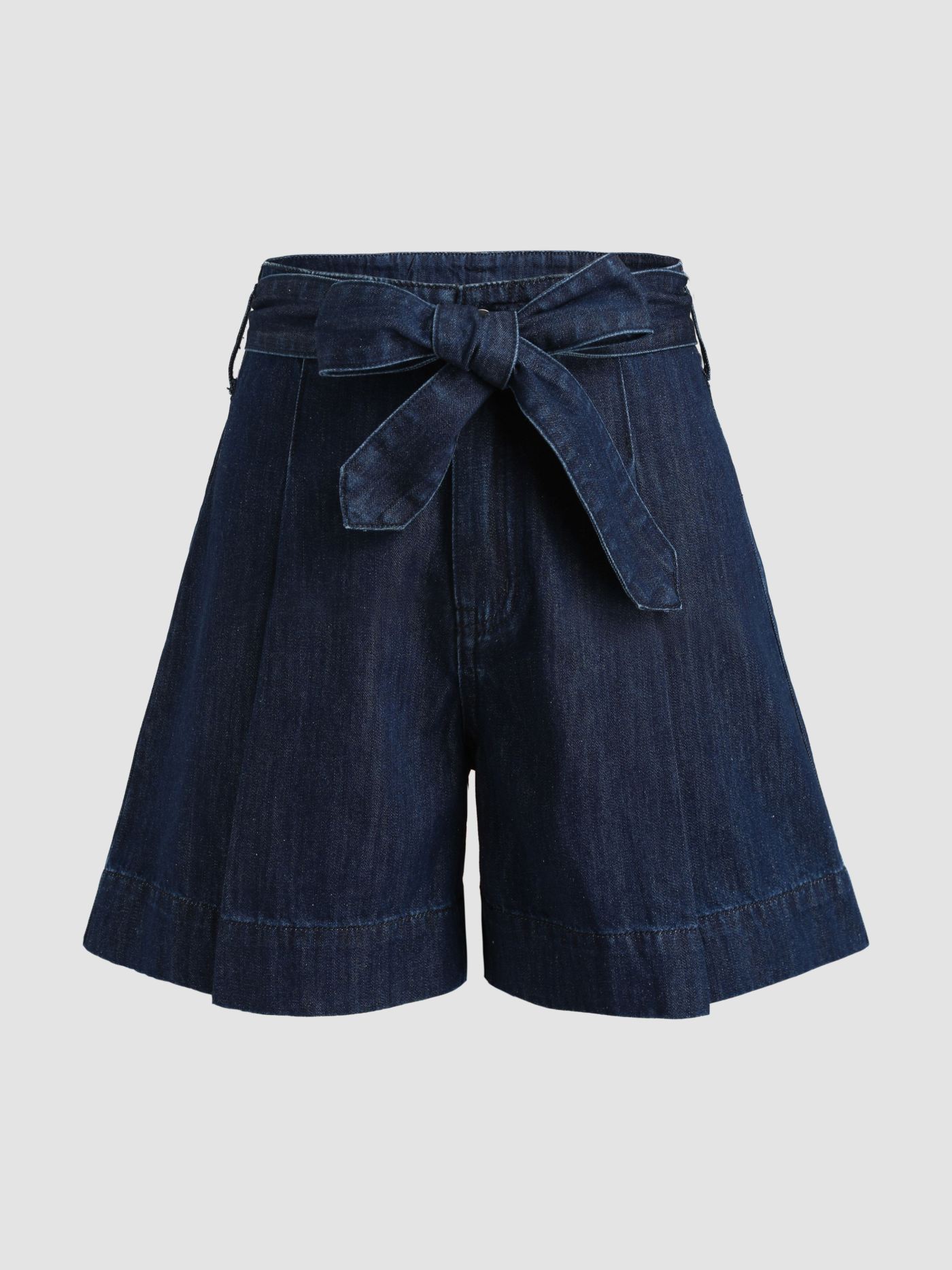 Denim Tie Front Shorts