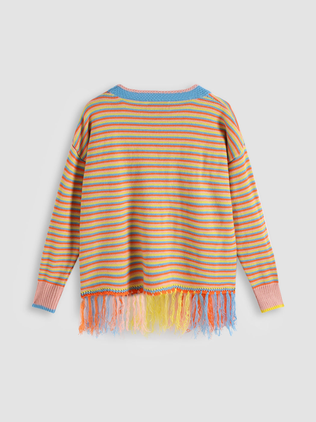 Rainbow Stripe Sweater With Tassels Cider