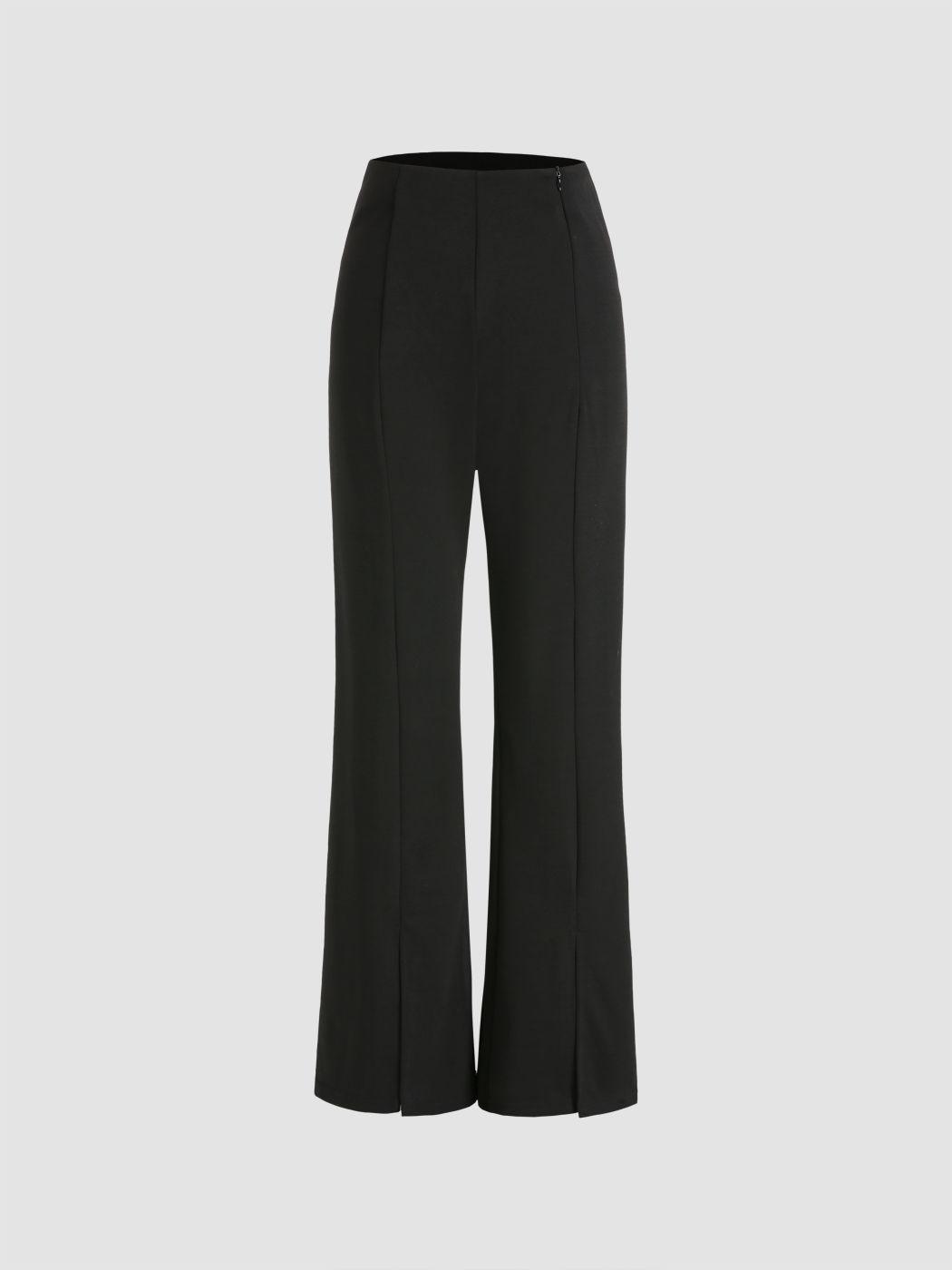 Solid Black Slit Trousers