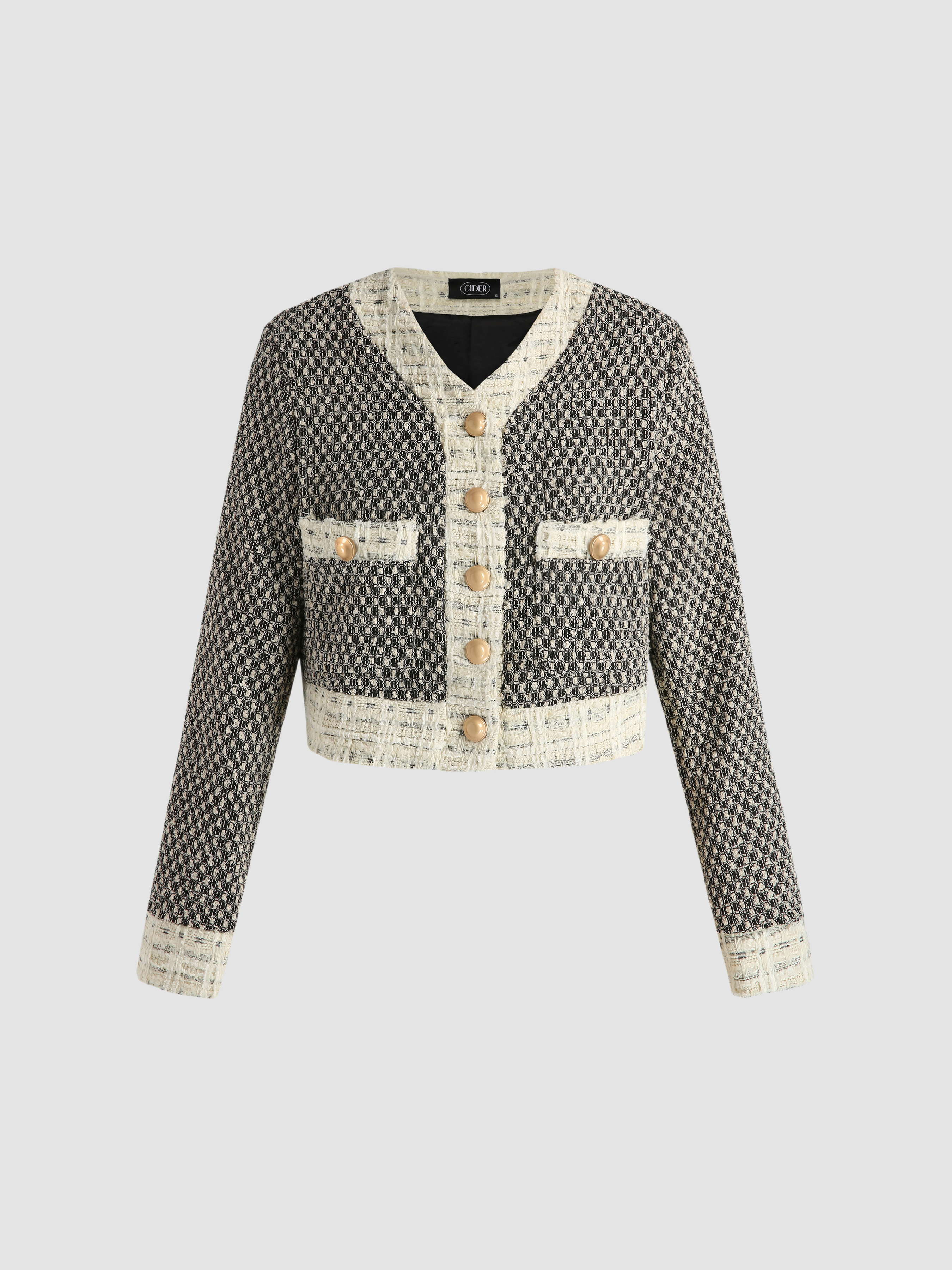 Woolblend Contrasting Trim Tweed Jacket Cider