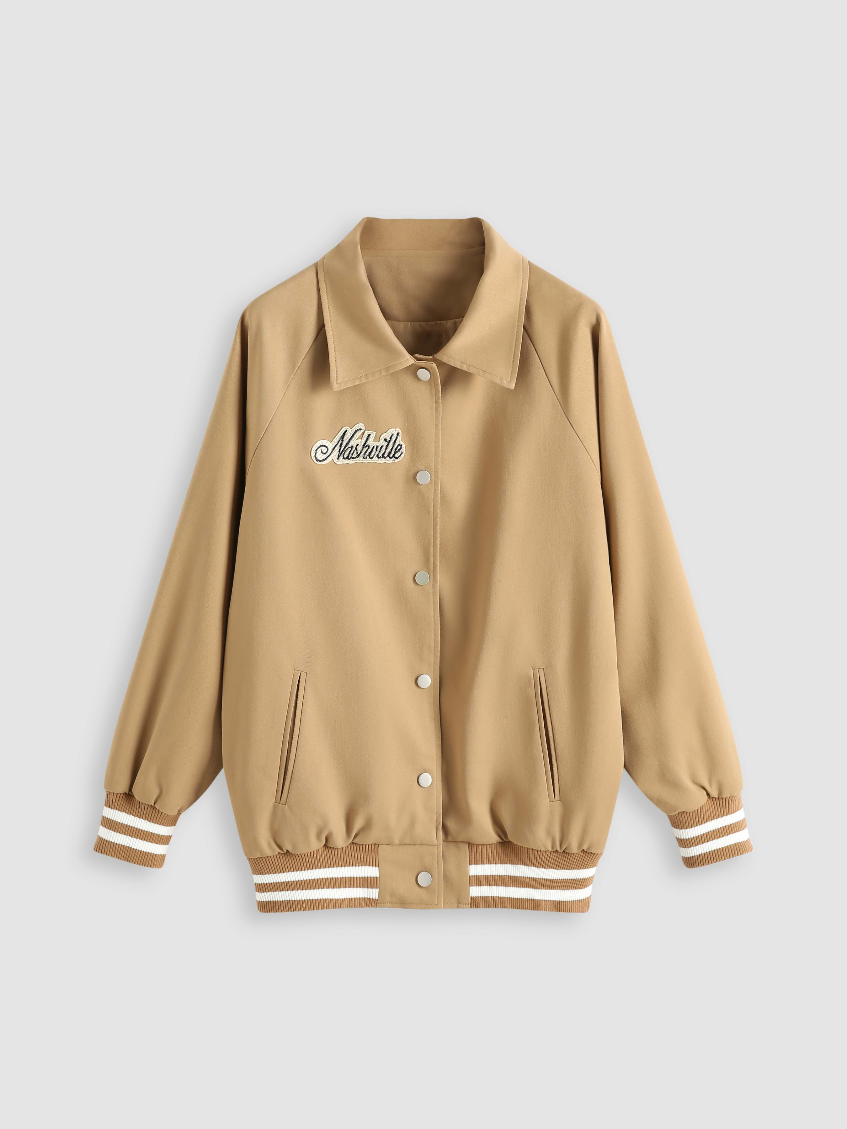 Tan 2025 varsity jacket