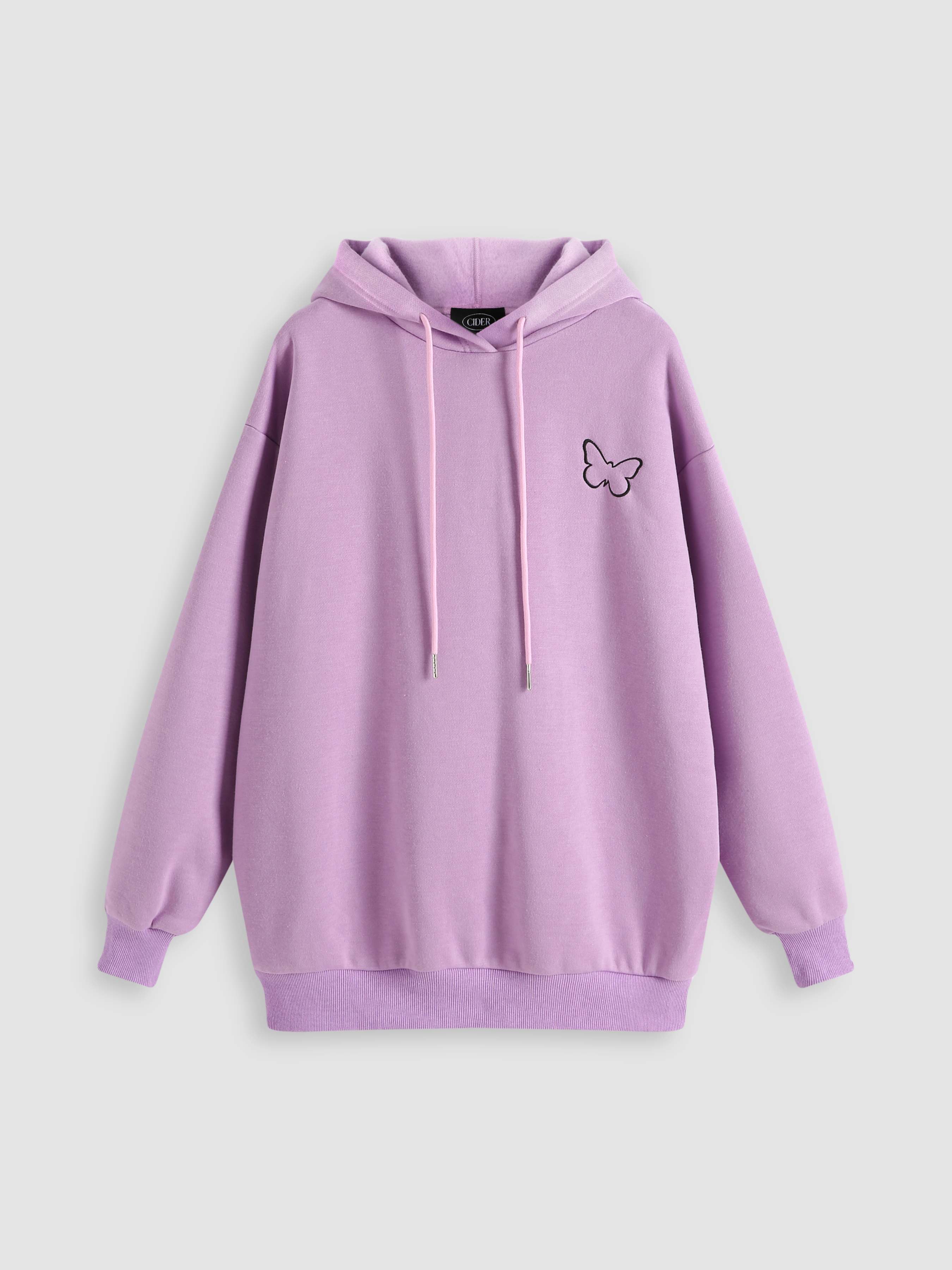 Purple hoodie with butterflies on online sleeves