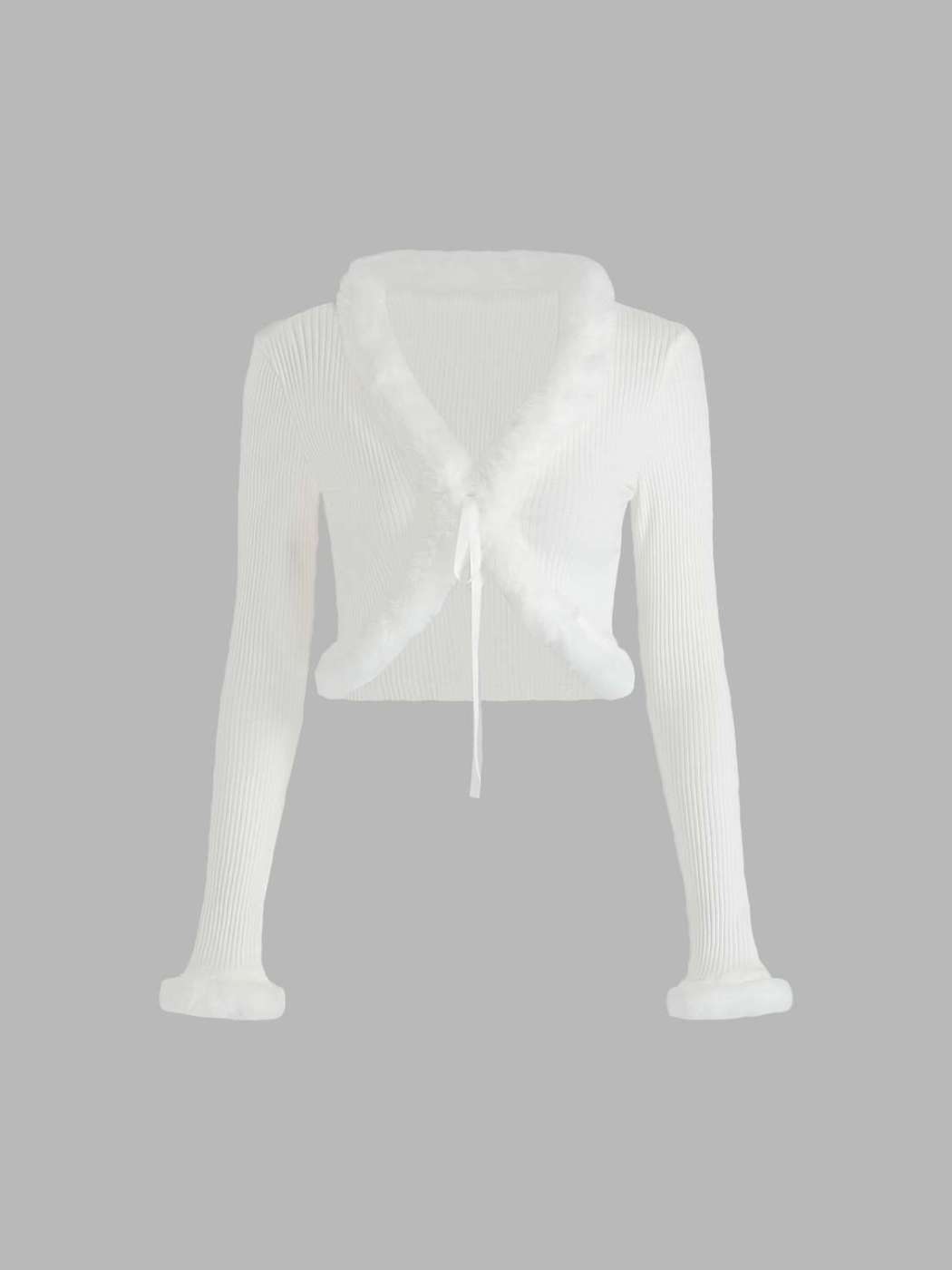 Weiße Strickjacke zum Binden vorne