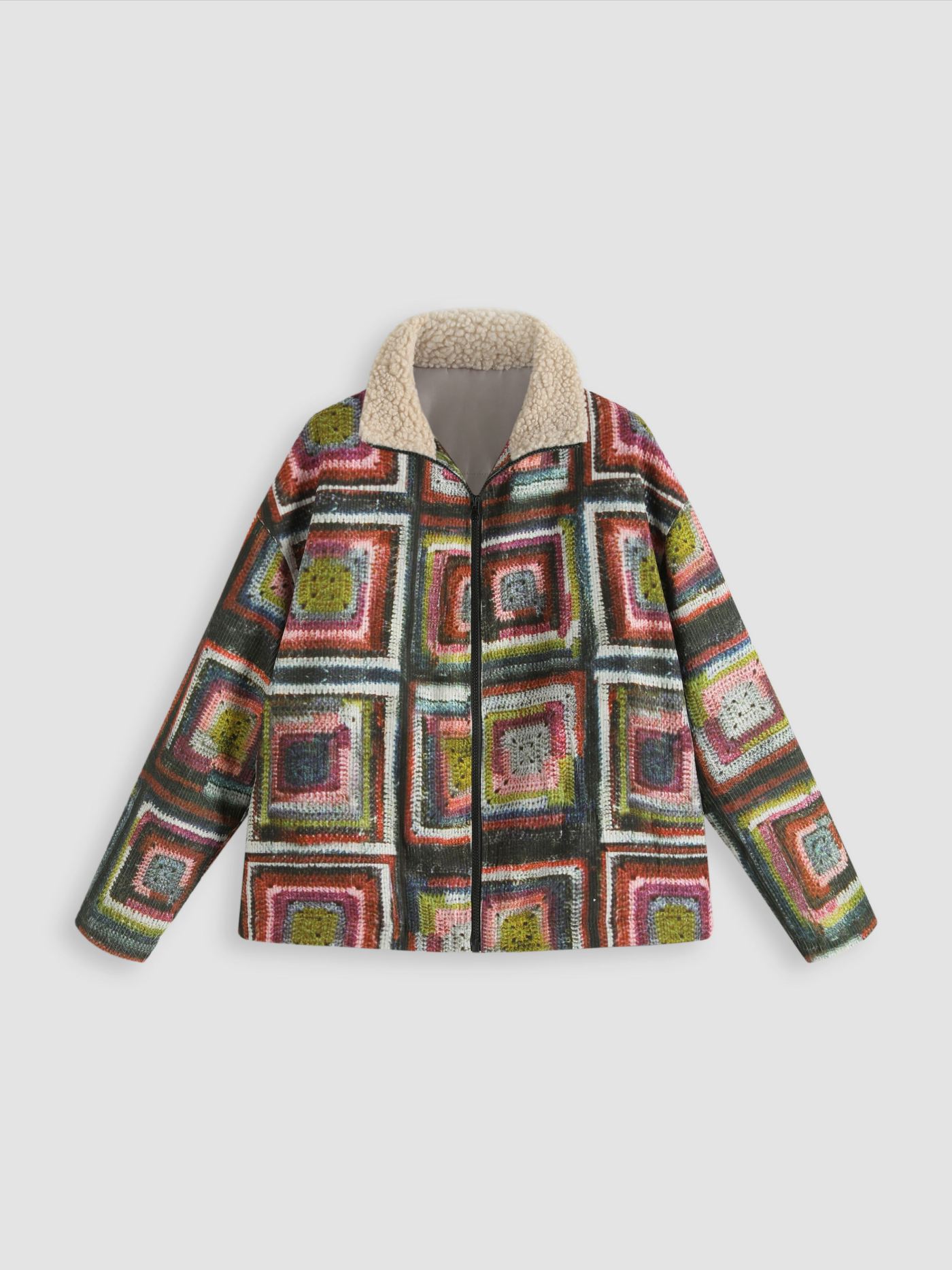 Patchy Zip Up Coat