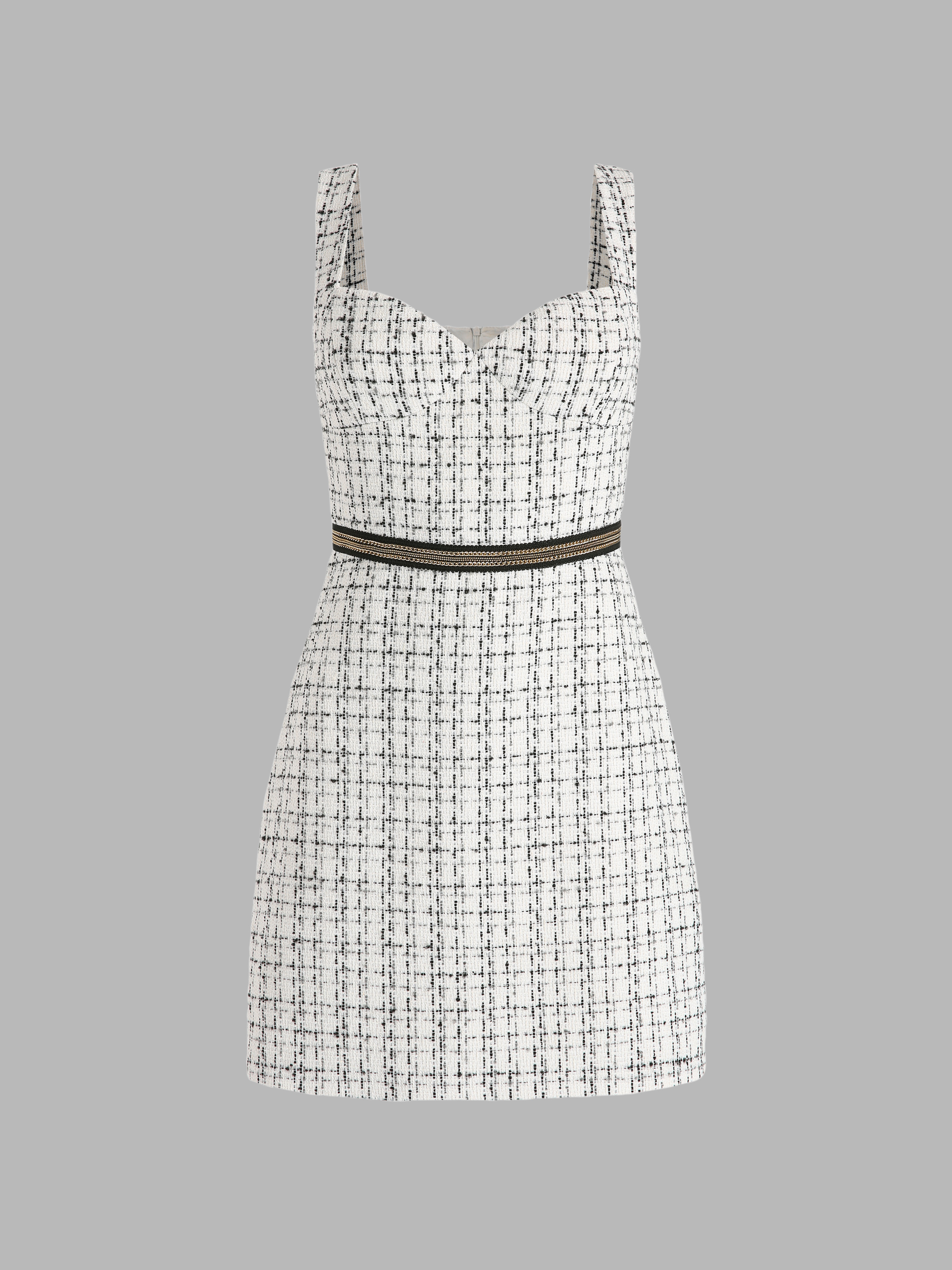 Chain Detail Tweed Mini Dress