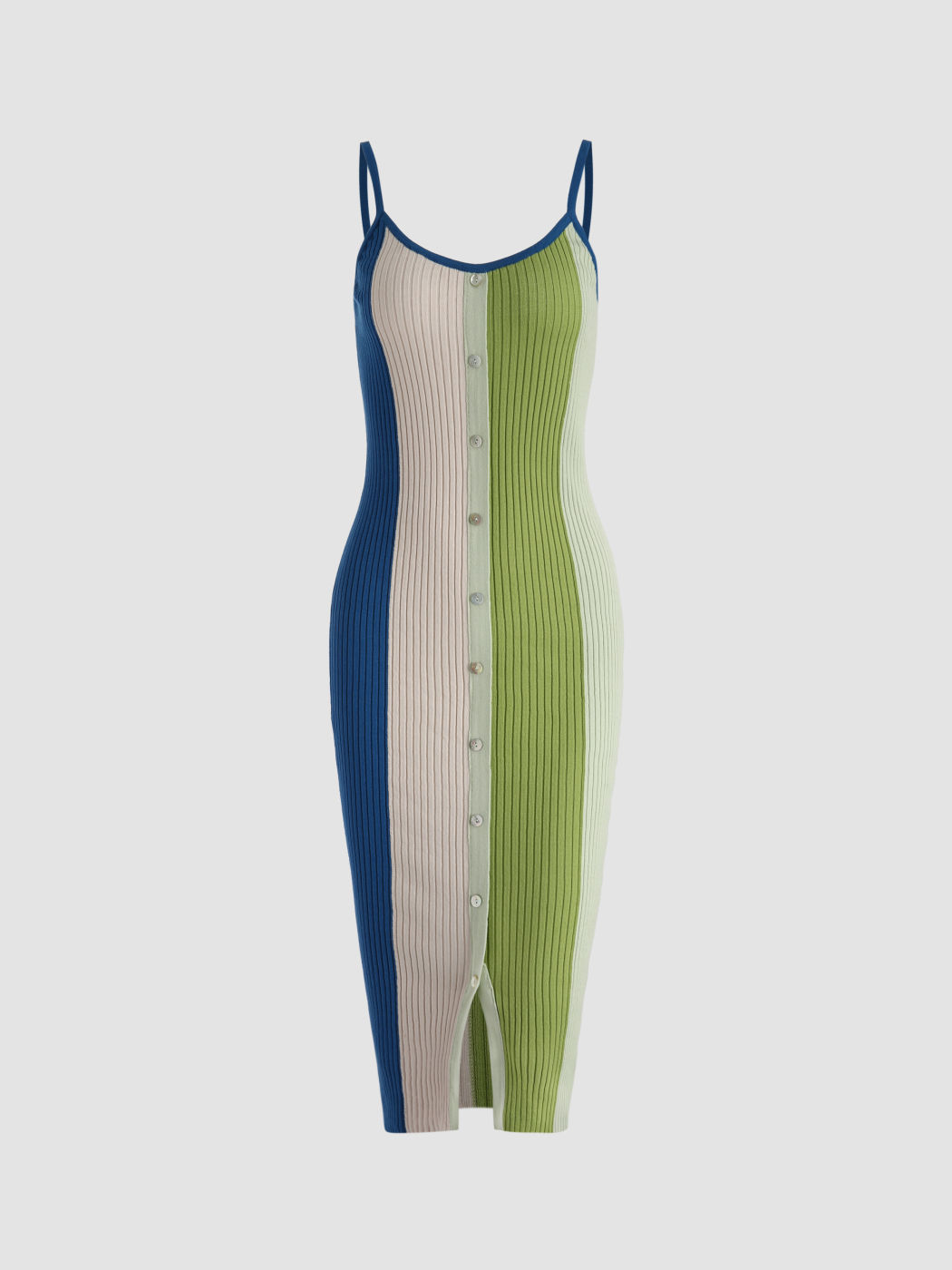 Knit Colorblock Rib Midi Dress