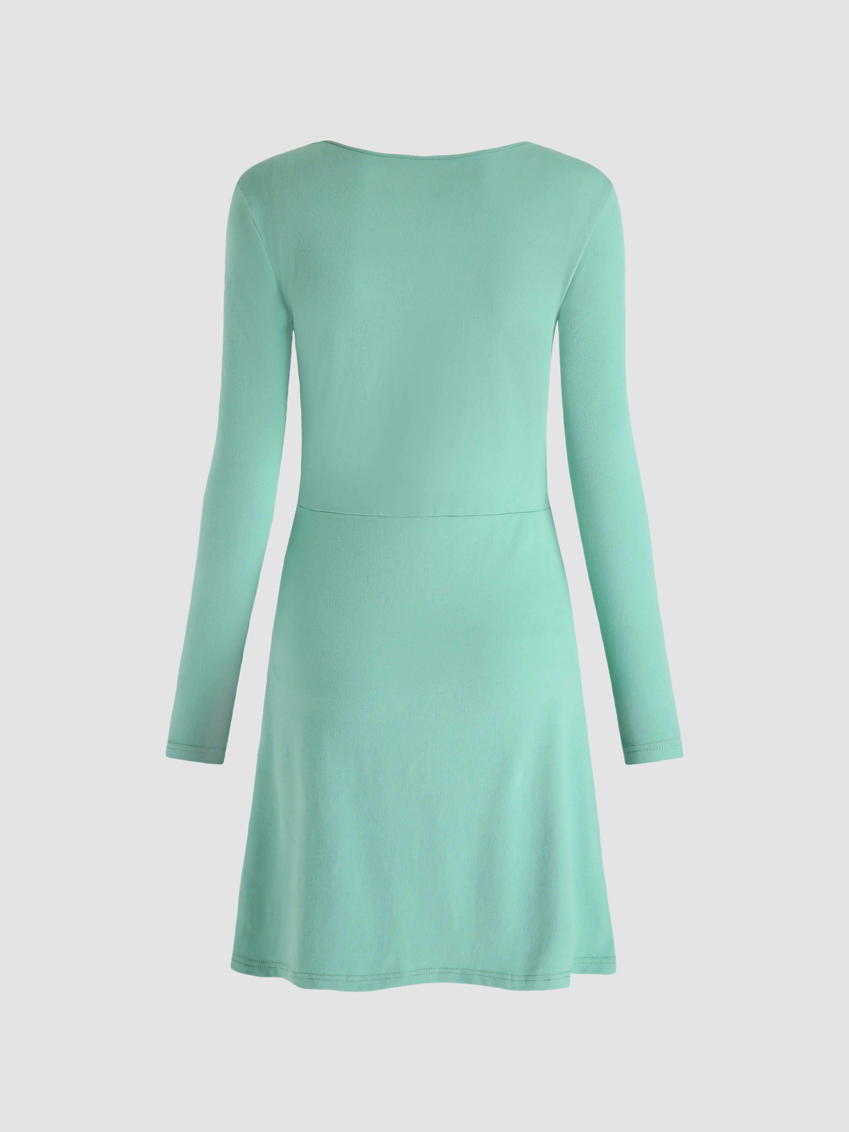 Knit Fabric Solid Wide Neckline Mini Dress For Coffee Shop Exhibition  School Date Picnic Daily Casual