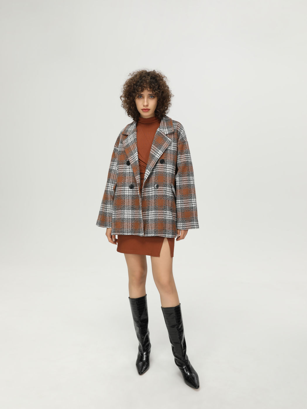 Tweed-Blazer mit Karomuster
