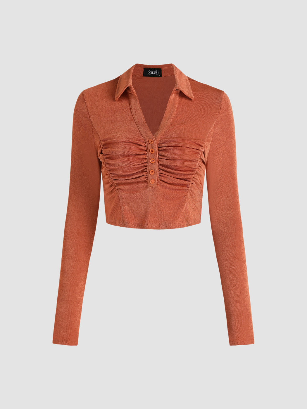 Solid Button Up Crop Shirt