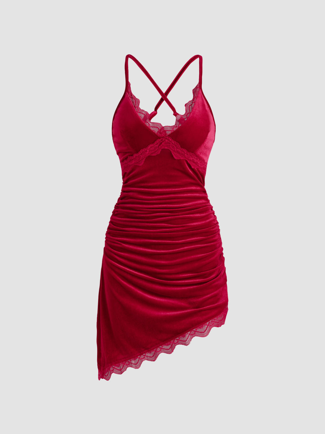 Schlitzkleid mit Spitzenbesatz