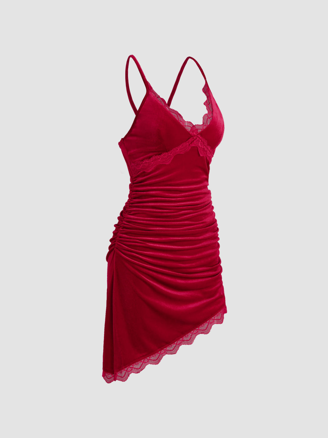Schlitzkleid mit Spitzenbesatz