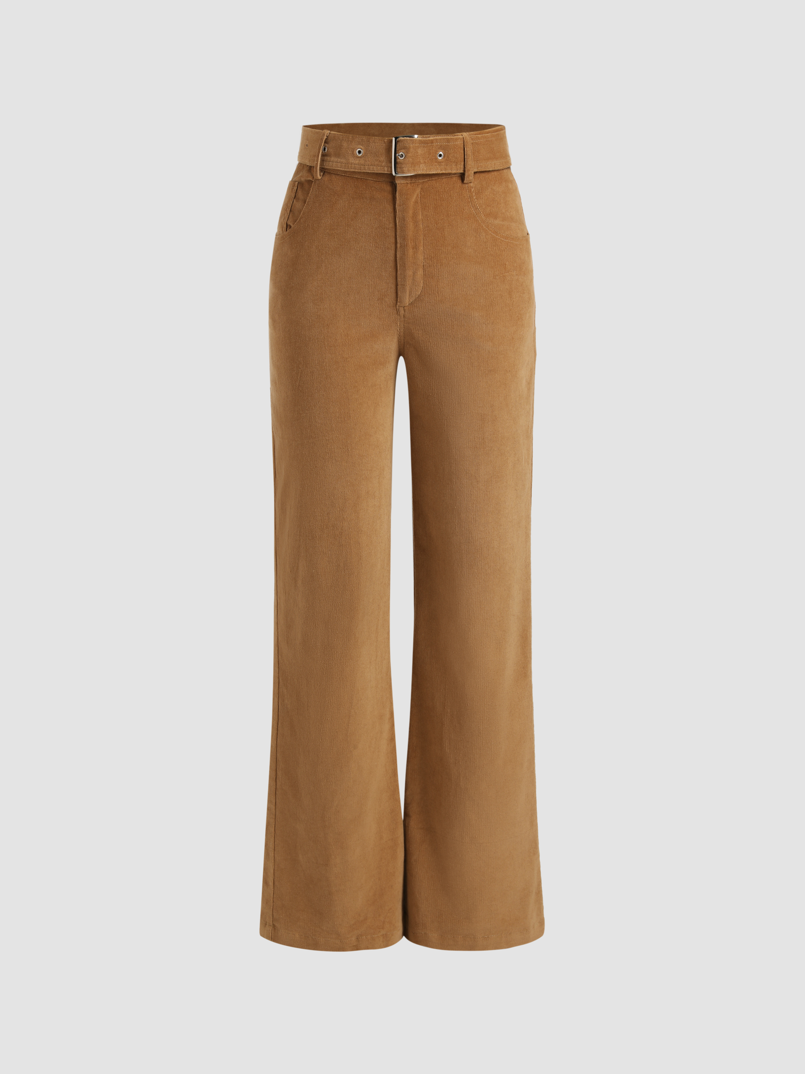 Camel Corduroy Slit Pants - Cider