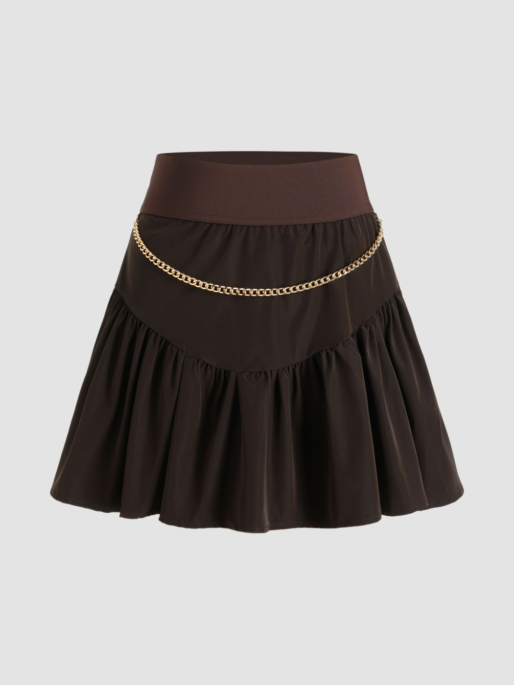 Brauner Faltenrock mit Kette